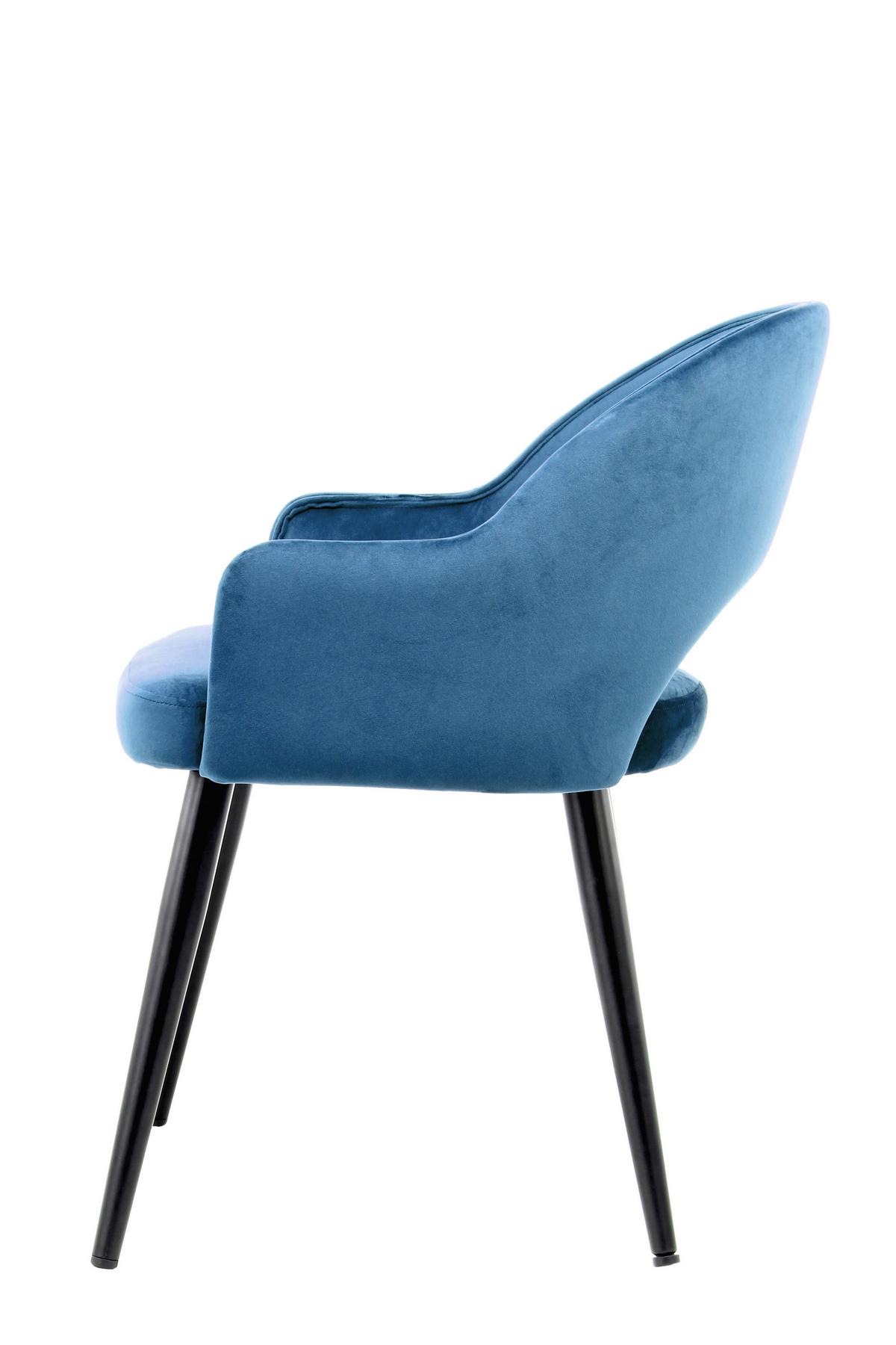 SADA ŽIDLÍ S PODRUČKAMI JORIS - modrá/černá, Moderní, kov/textil (55/77/58cm) - MID.YOU