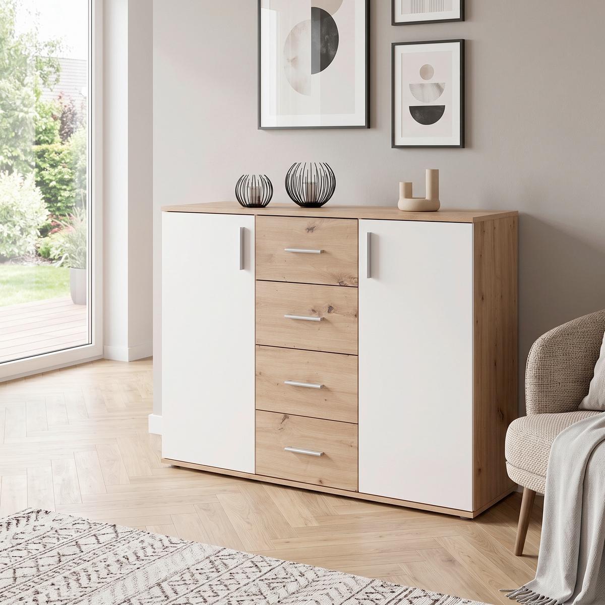 Kommode INA 03 Artisan Eiche/Weiß » Angebot finden