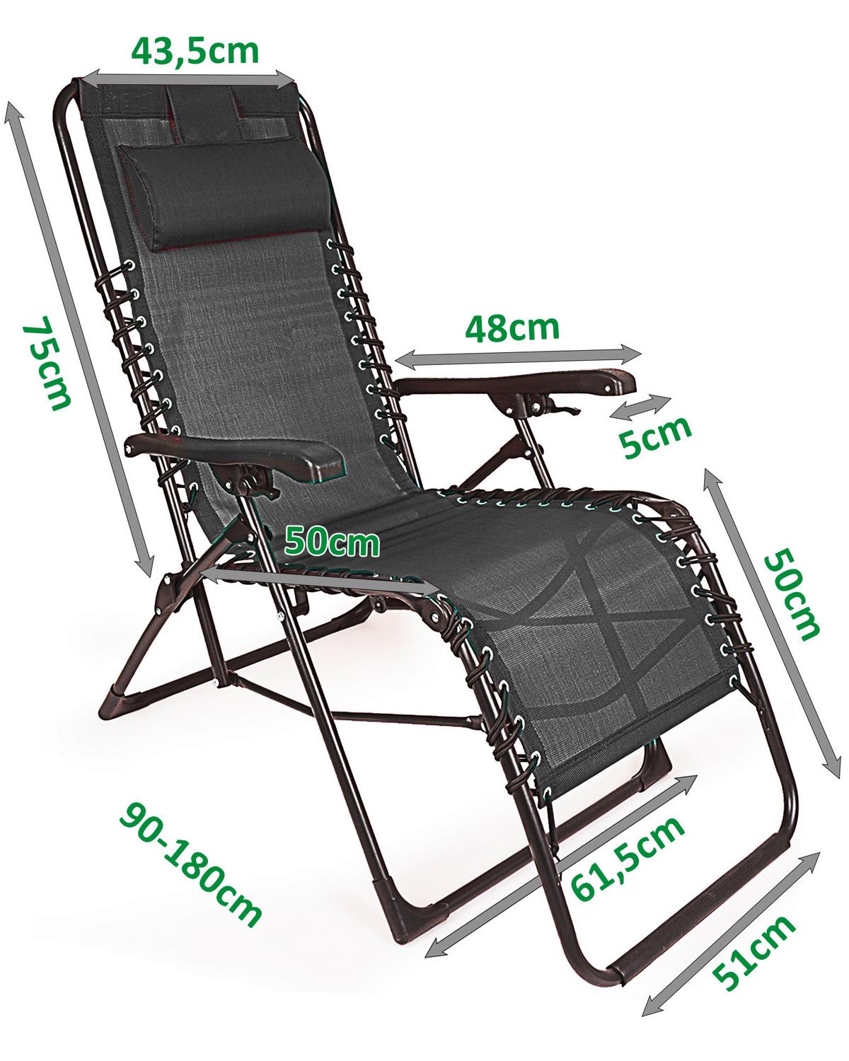 Bäderliege Relax Kunststoff Klappbar - Anthrazit, Basics, Kunststoff (84/109/65cm)