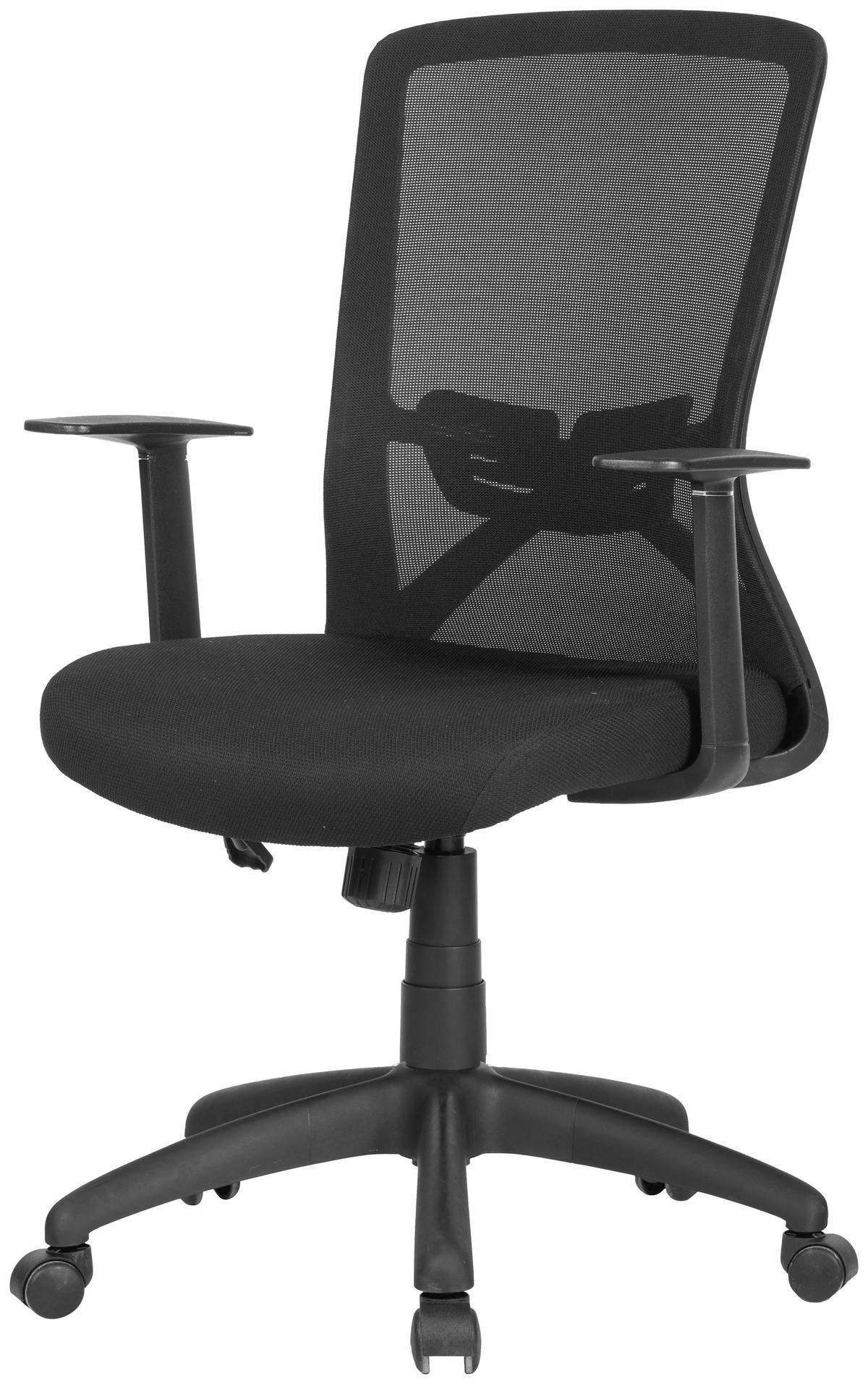 Drehstuhl Long Abwischbar Schwarz Bis 110 Kg - Schwarz, MODERN, Kunststoff/Textil (52,5/95,5-103/60,5cm) - MID.YOU