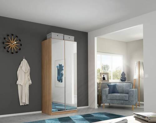 Drehtürenschrank 91cm Alabama, Sonoma Eiche Dekor - Silberfarben/Sonoma Eiche, MODERN, Holzwerkstoff (91/229/54cm) - Rauch Möbel