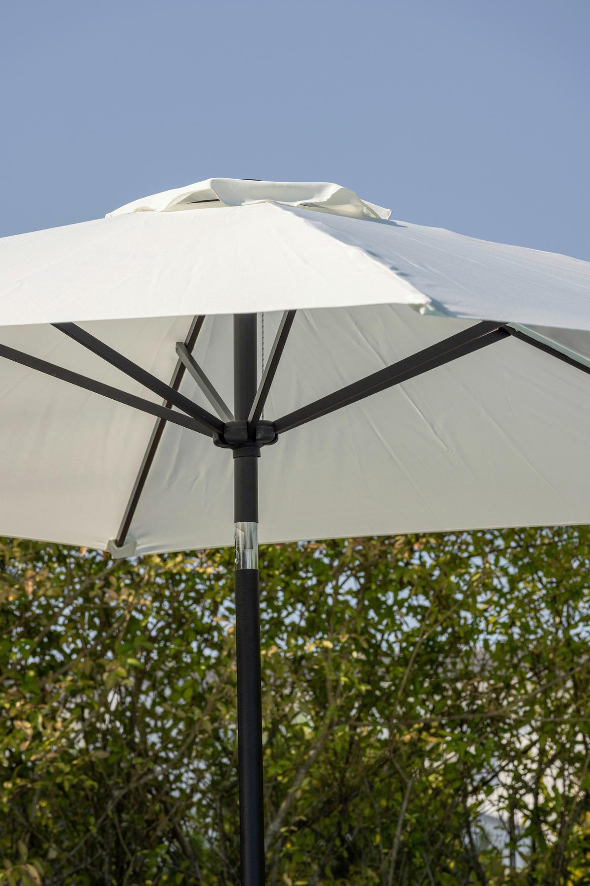 Sonnenschirm Leeds DM: 300cm H: 243cm Weiß - Ecru/Grau, KONVENTIONELL, Textil/Metall (300/300cm) - Gardenson