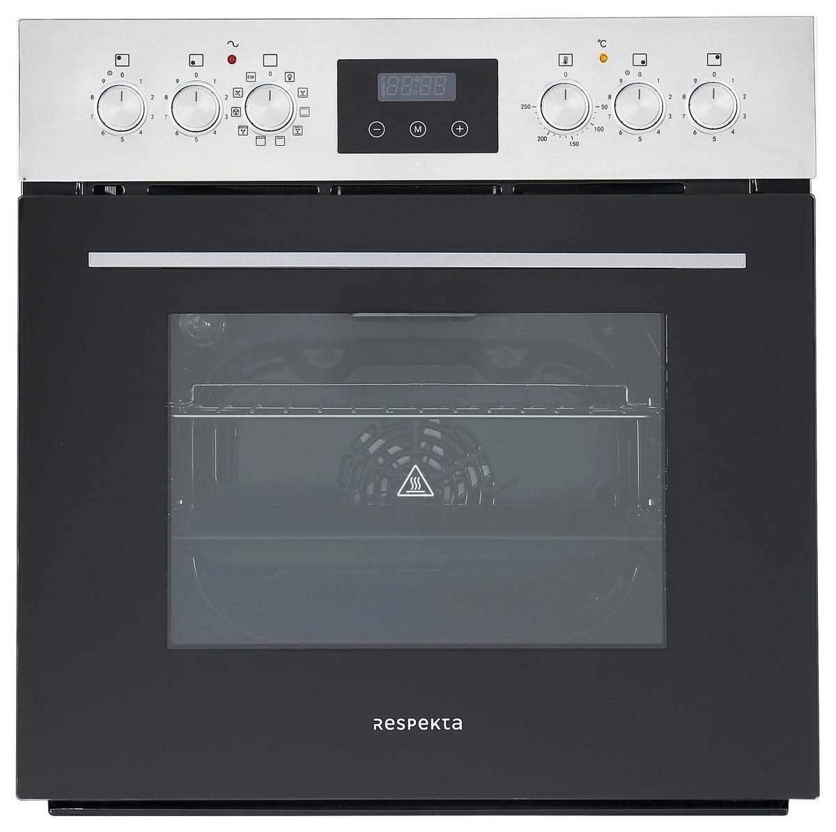 Herdset Schwarz/edelstahlfarben B:59cm - Edelstahlfarben/Schwarz, Trend, Glas/Kunststoff (59,5/59,5/57,5cm) - Respekta