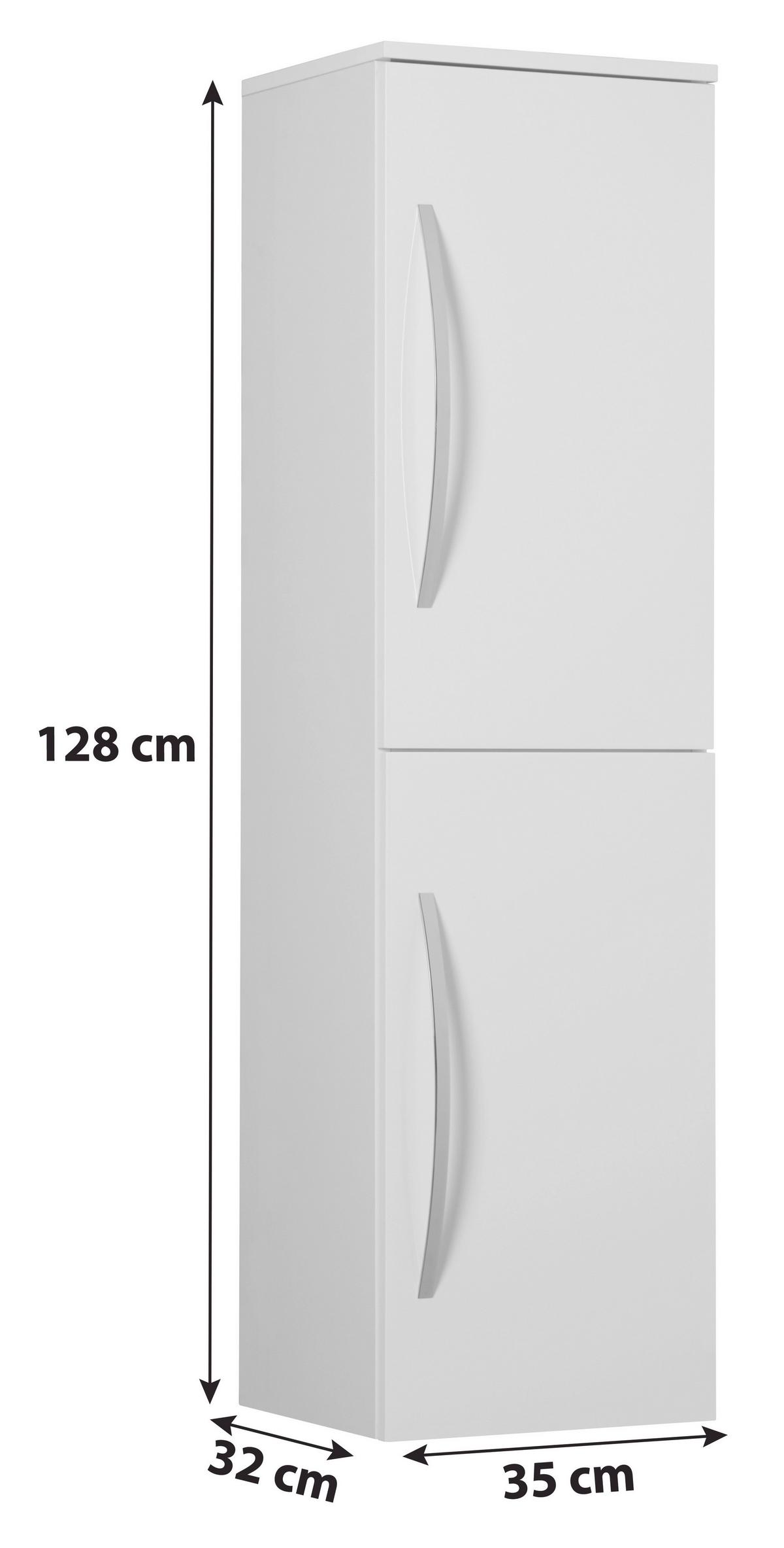 Midischrank Inn B: 35 cm Weiß - Weiß, MODERN, Glas/Holzwerkstoff (35/128/32cm)