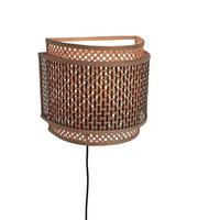 Wandleuchte Bhutan/w32/bn - Schwarz/Naturfarben, Trend, Holz (32/16/27cm) - Good & Mojo