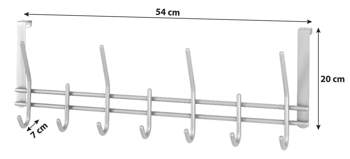 LIŠTA S HÁČIKMI CARLA - farba ušľachtilej ocele, Modern, kov (54/20/7cm)