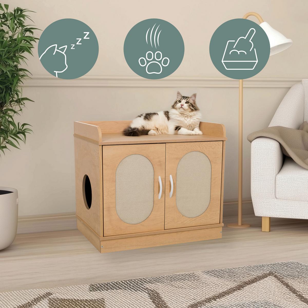 TIERHAUS Kittyhome Beigebraun B: 75cm - Beigebraun, MODERN, Holzwerkstoff (75/67/53cm) - MID.YOU