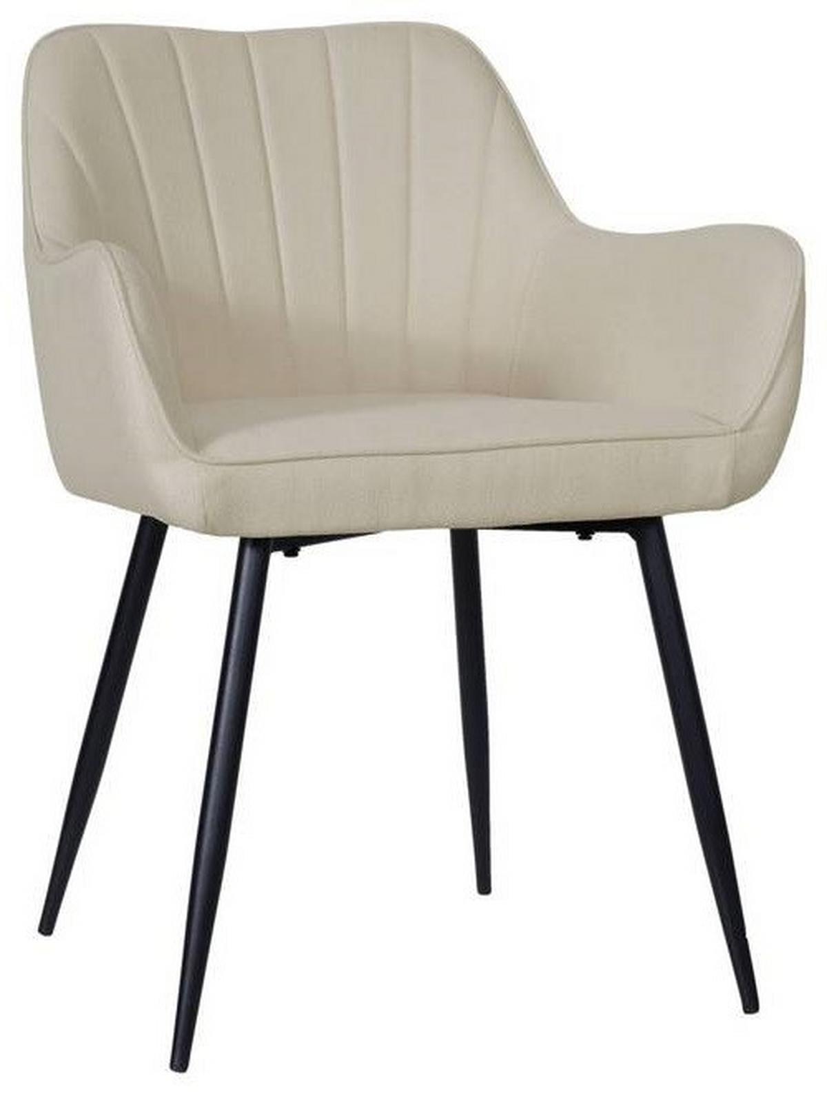 Armlehnstuhl Anna Beige Echtholz Beine - Beige/Schwarz, MODERN, Holz/Textil (57/79/58cm) - MID.YOU