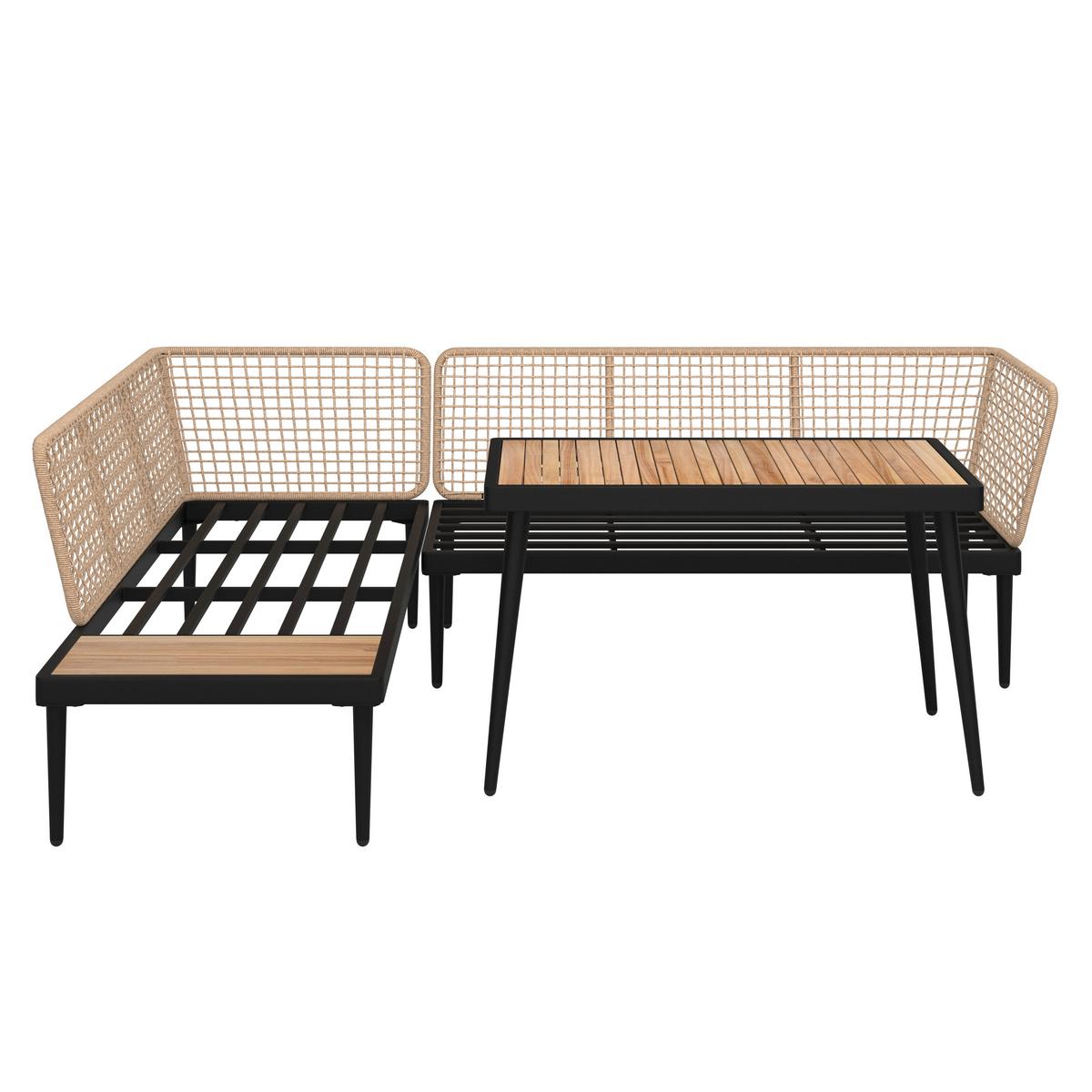 Loungegarnitur 3-Tlg Korsika Holz/Metall/Textil mit Kissen - Anthrazit/Grau, MODERN, Holz/Textil - Beldano