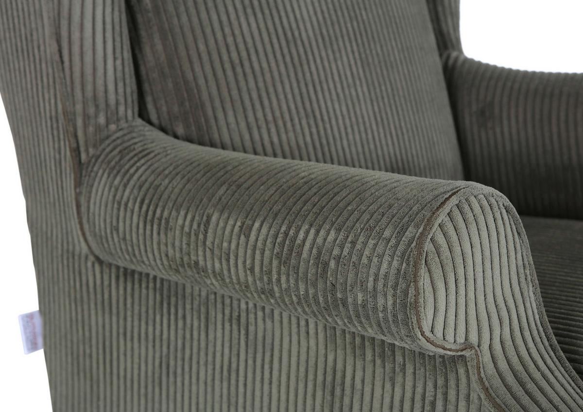 Kreslo - ušiak VIOLA, olivovozelený menčester - olivovozelená/čierna, drevo/textil (82/95/85cm) - Mömax