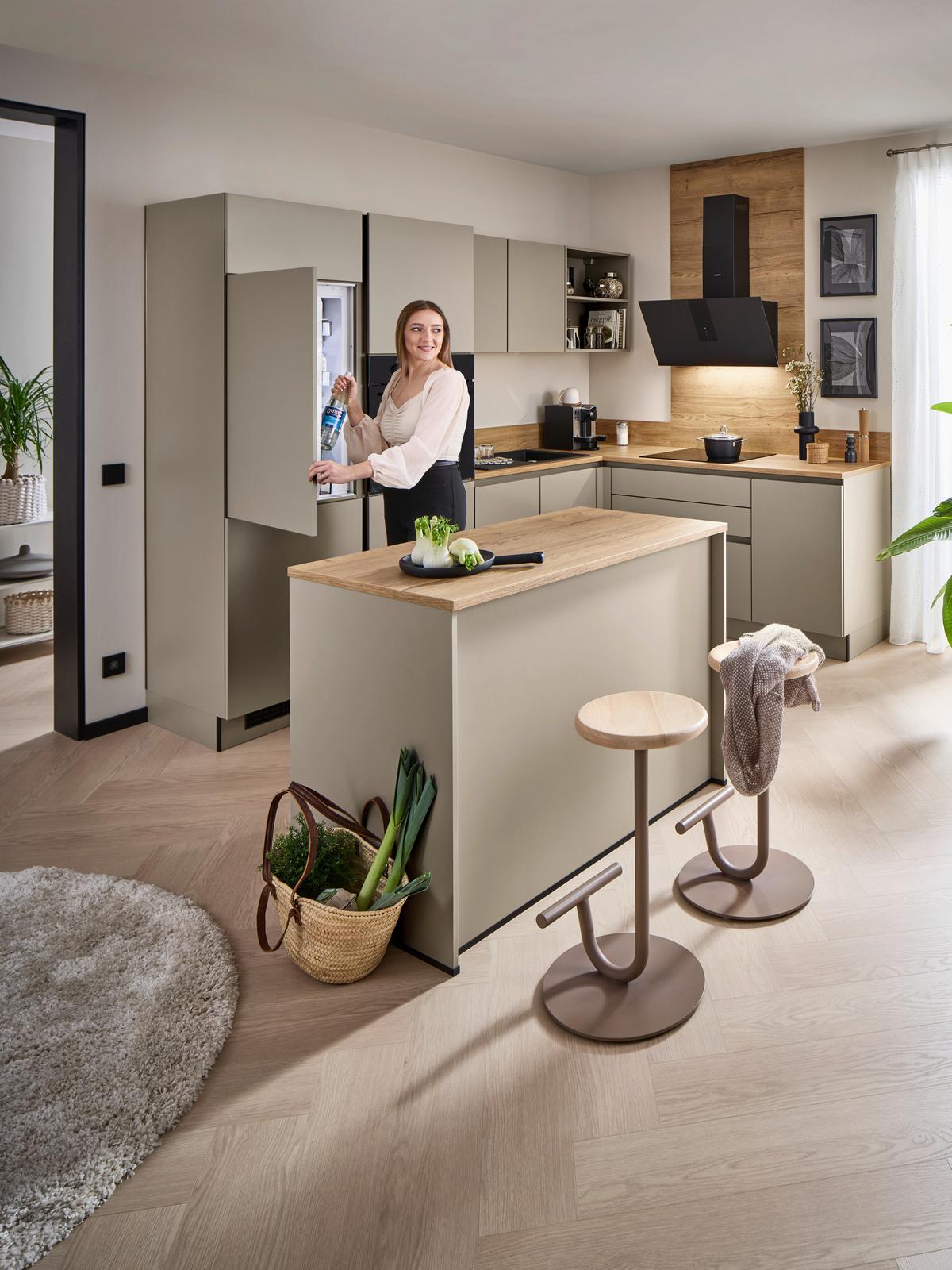 Eckküche Win mit Insel - Eichefarben/Creme, MODERN, Holzwerkstoff (278,2/205,2cm) - Express-Kuechen