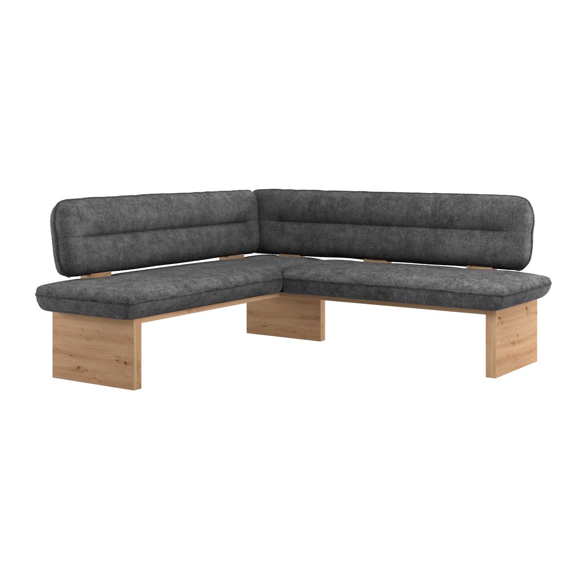 Eckbank Beluna Ii Webstoff Schwarz, B: 170cm - Eichefarben/Schwarz, KONVENTIONELL, Holz/Textil (170/192cm) - James Wood