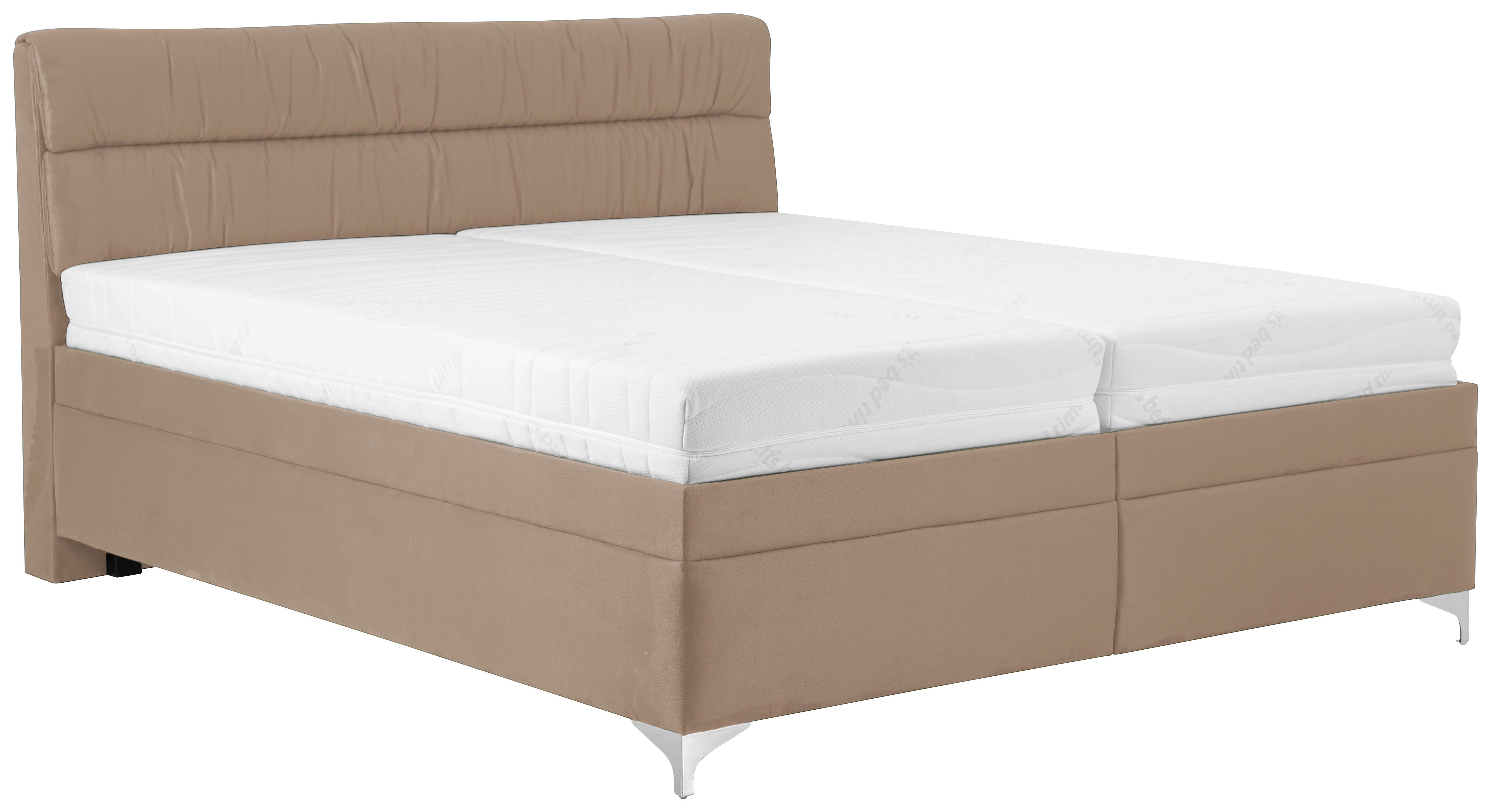 Manželská posteľ ALORA 180x200, béžová - svetlohnedá/chrómová, drevo/plast (180/200cm)