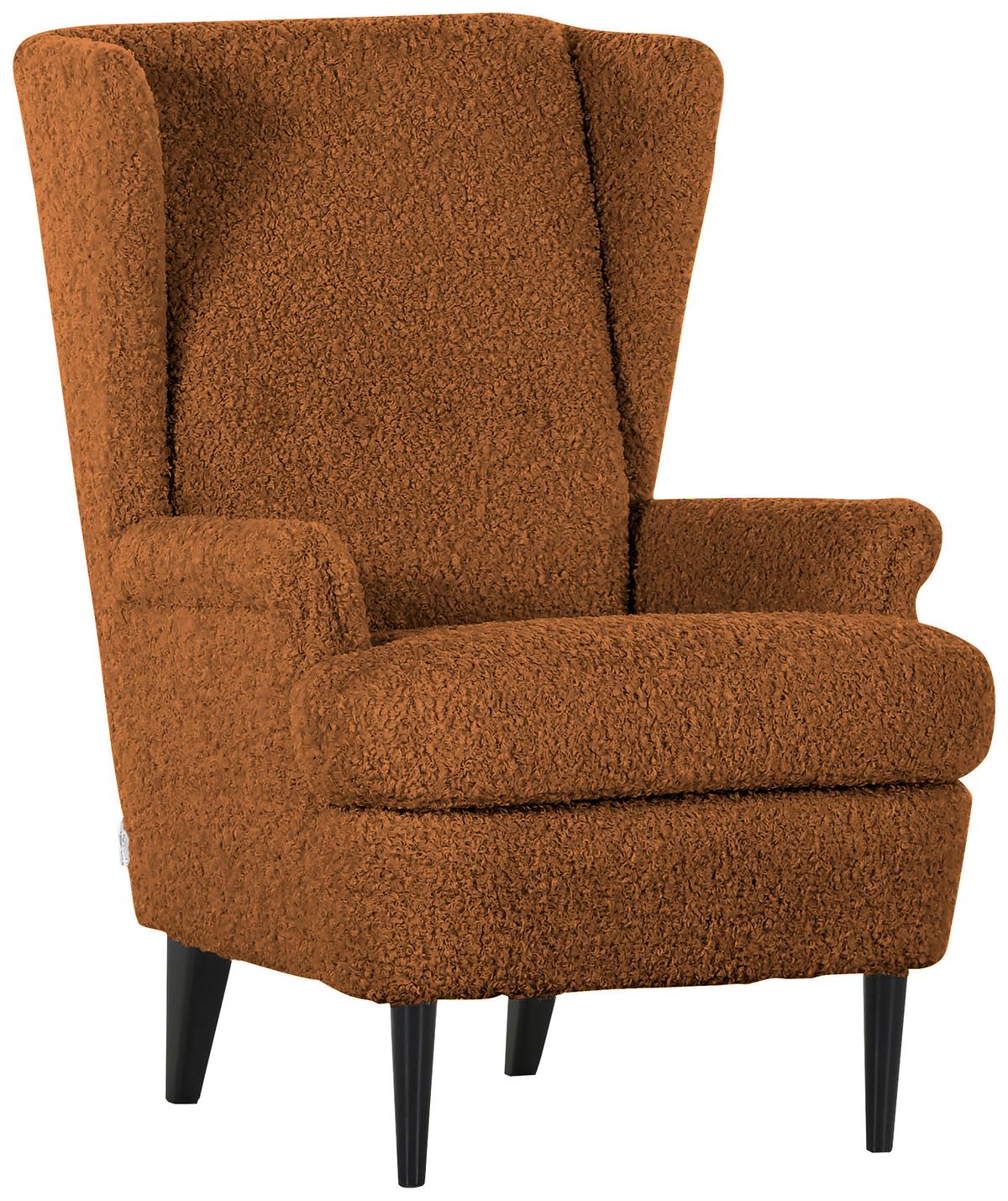 Ohrensessel Versailles Rostfarben B: 72 cm - Rostfarben/Dunkelbraun, Design, Textil (72/104/85cm) - MID.YOU