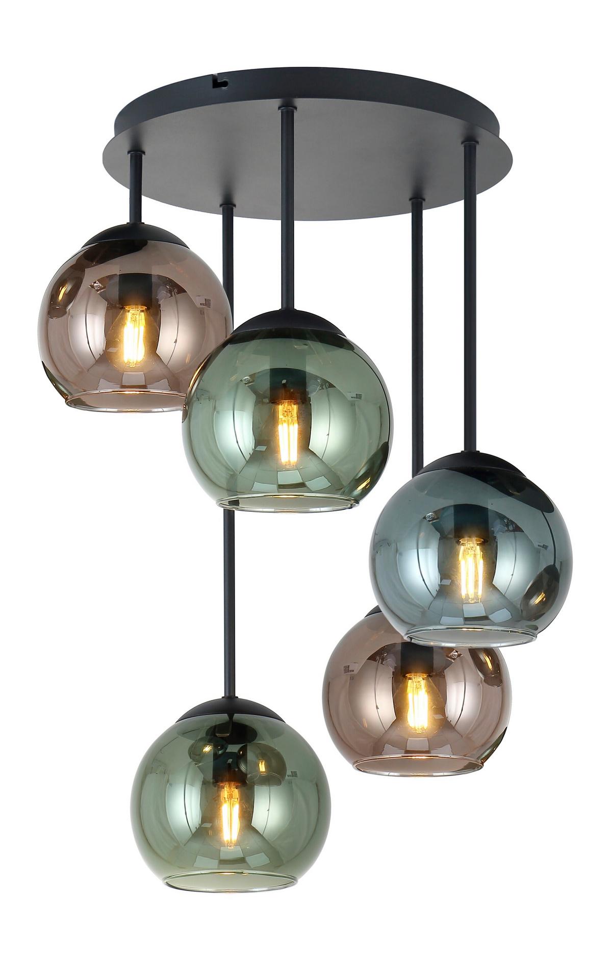 Deckenleuchte Gren - Blau/Rot, MODERN, Glas/Metall (40/58,8cm)