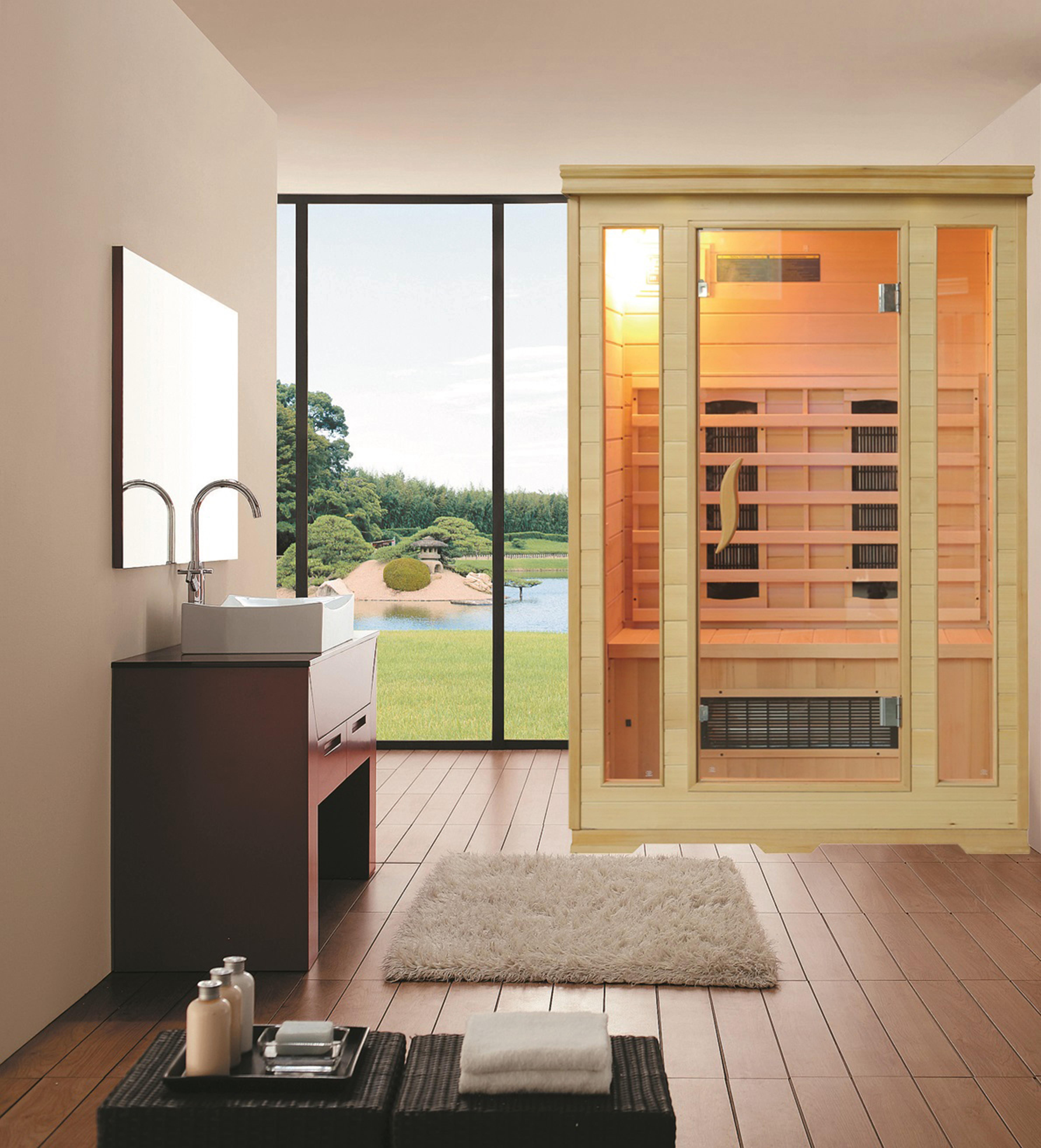 Infrarotkabine 2 Personen 124x190x116cm Nordic Light - Naturfarben, KONVENTIONELL, Holz (124/190/116cm) - Sanotechnik