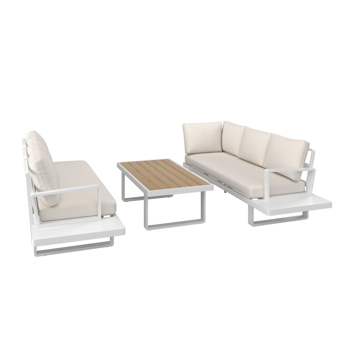 TERASOVÁ SEDACIA SÚPRAVA TILLY - biela/krémová, Modern, kov/textil (288,5/70/74cm) - Bessagi Garden