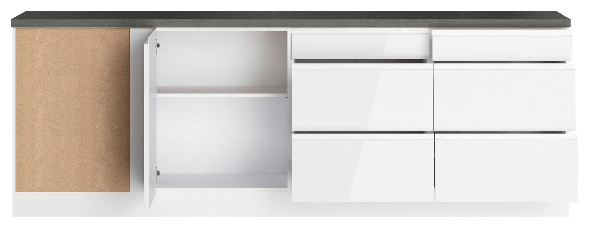 Eckküche Monza Ohne Geräte 240x240 Cm Weiß/grau - Weiß Hochglanz/Weiß, LIFESTYLE, Holzwerkstoff (240/240cm) - Held