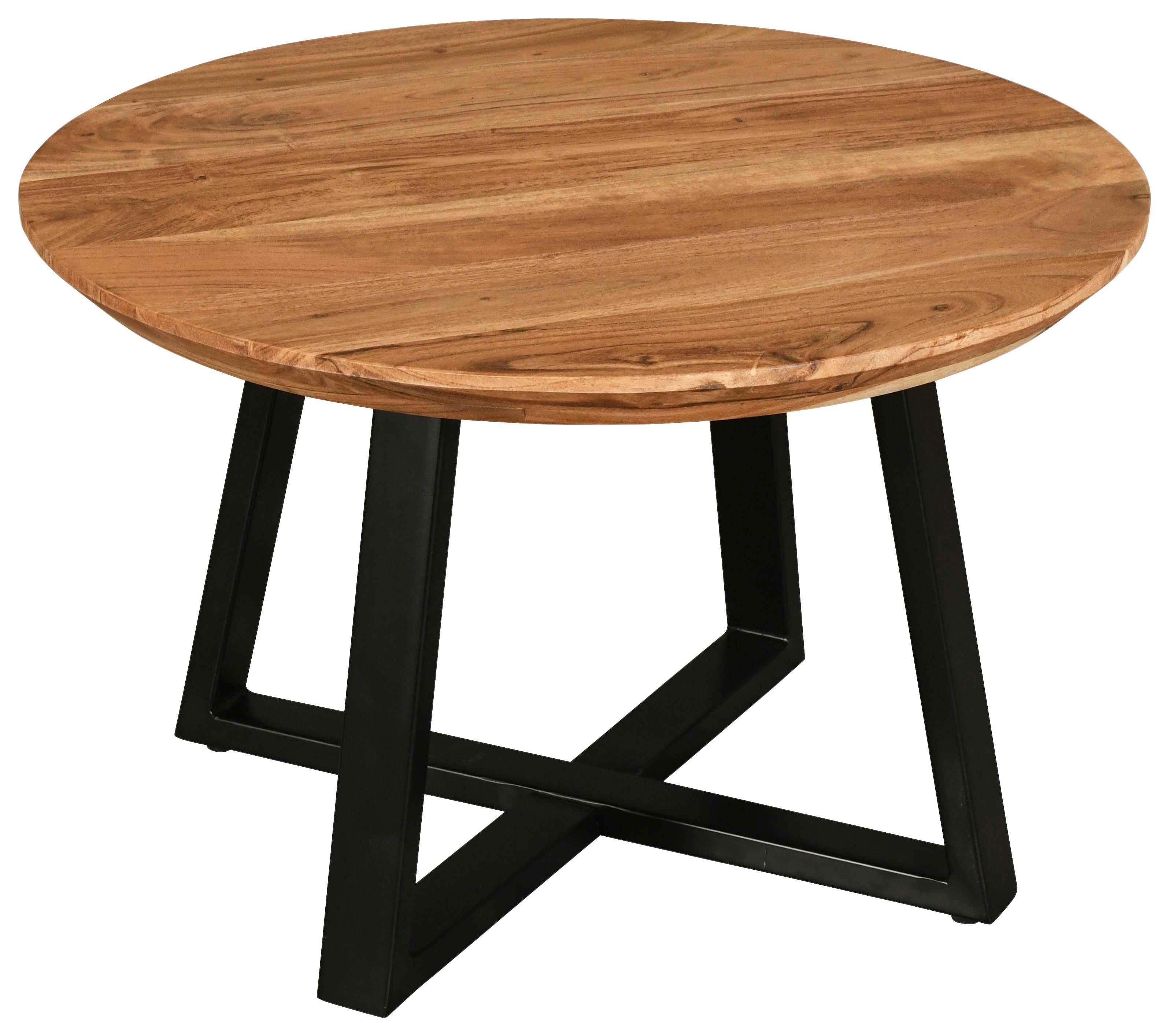 Konferenční stolek Safaga, dřevo/kov - černá/přírodní barvy, Natur, kov/dřevo (70/70/45cm) - Zandiara