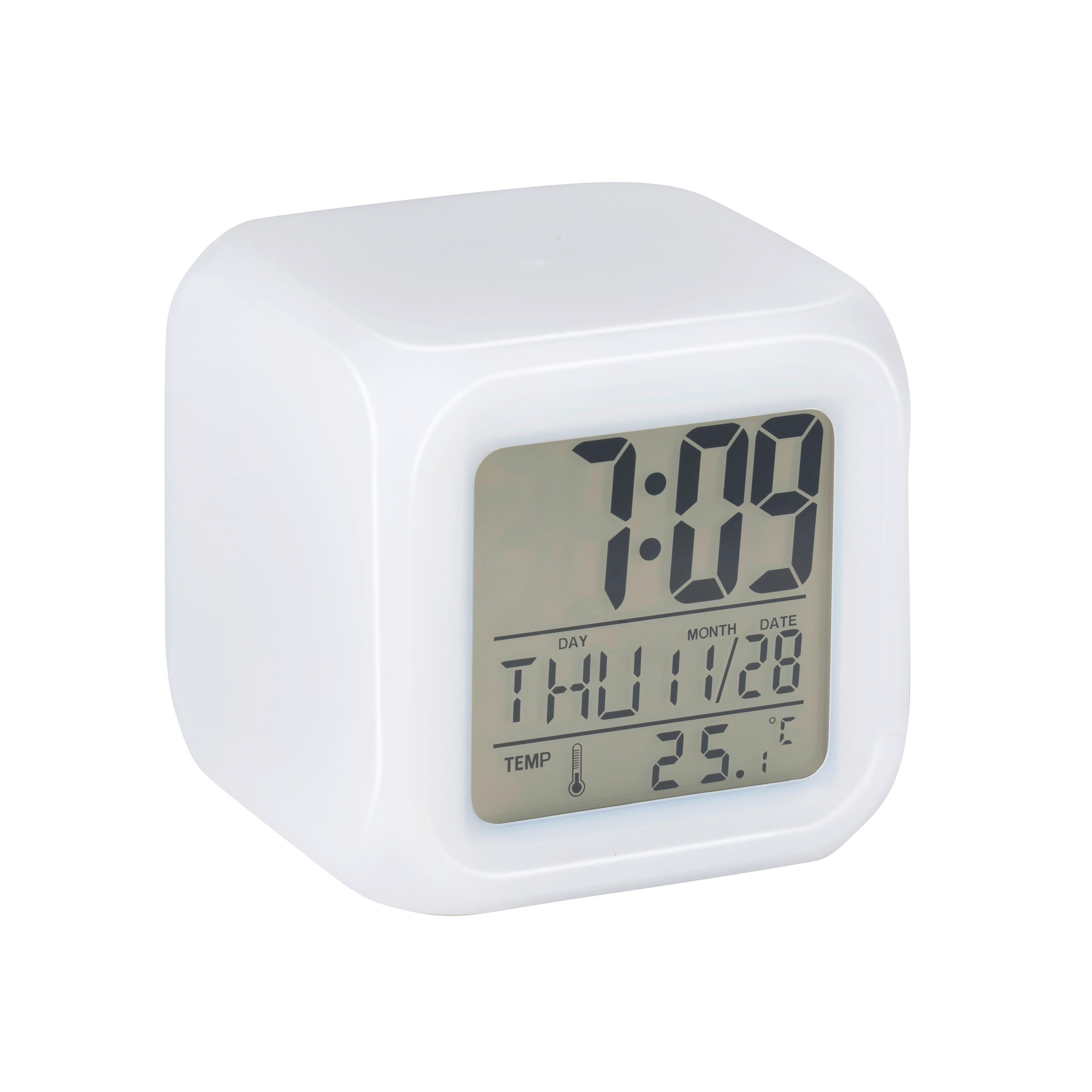 WECKER inkl. Timer, Kalender, Wecker - Weiß, Basics, Kunststoff/Metall (8,8/8,5/9,2cm) - Grundig