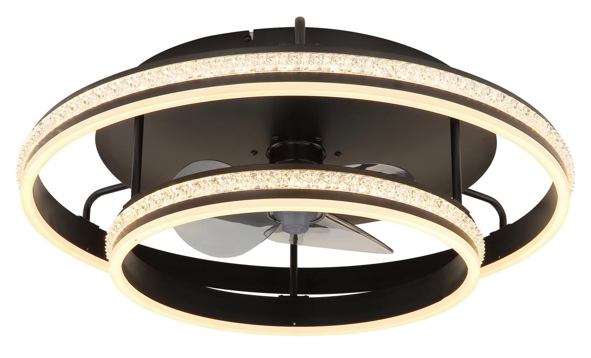 Deckenventilator 230V, 40W, ca. 60x20 cm - Klar/Schwarz, Design, Kunststoff/Metall (60/20cm) - Globo