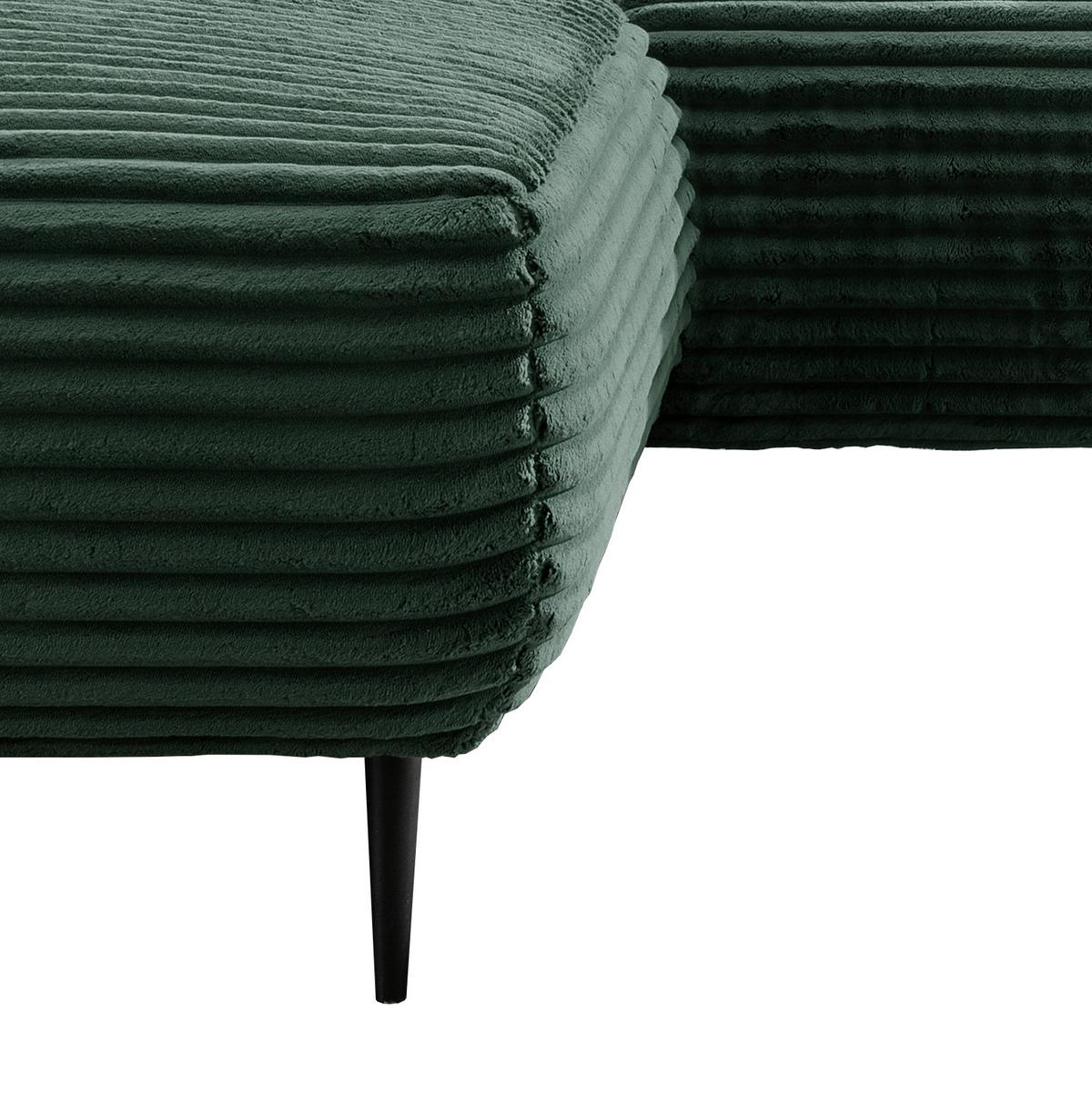 Ecksofa Vanilla Dunkelgrün S: 178x264-302 Cm - Dunkelgrün/Schwarz, Design, Textil (178/264-302cm) - Livetastic