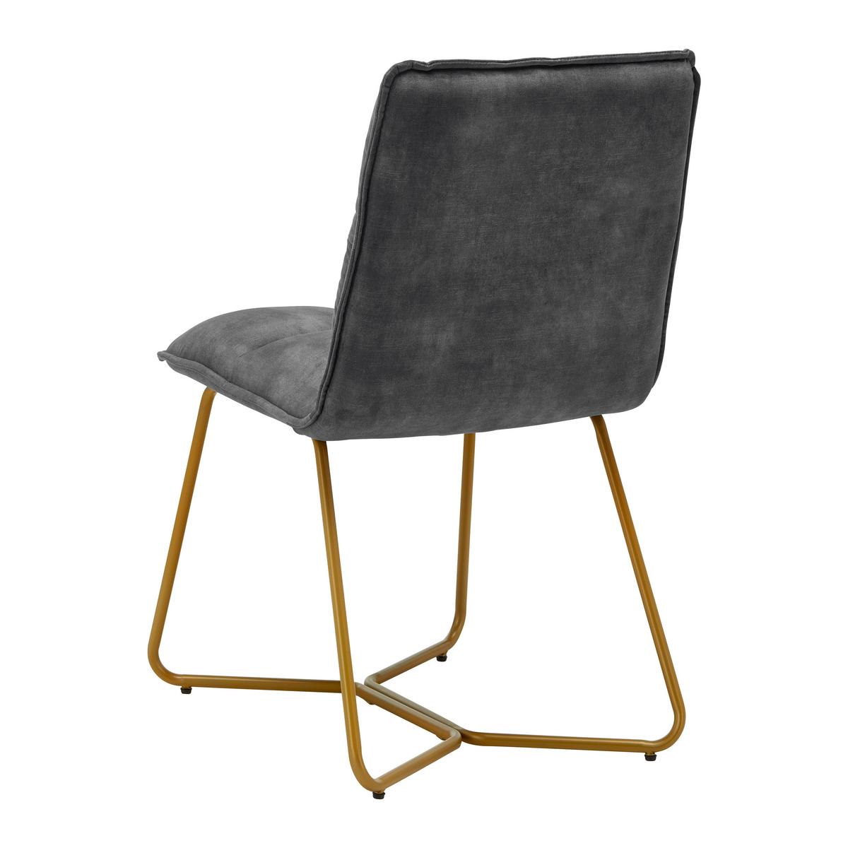 Židle ze sametu Fonia - tmavěšedá - tmavě šedá/barvy zlata, Moderní, kov/dřevo (49/85,5/57,5cm) - Bessagi Home