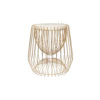 Príručný stolík mramor, biela/mosadzná - biela/mosadzná, Basics, kov/kameň (50/50/51cm) - Kayoom