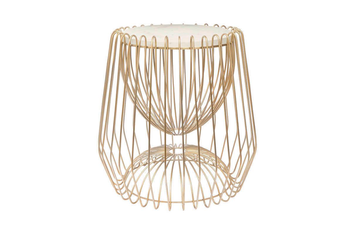 Beistelltisch Malibu Weiß/messingfarben