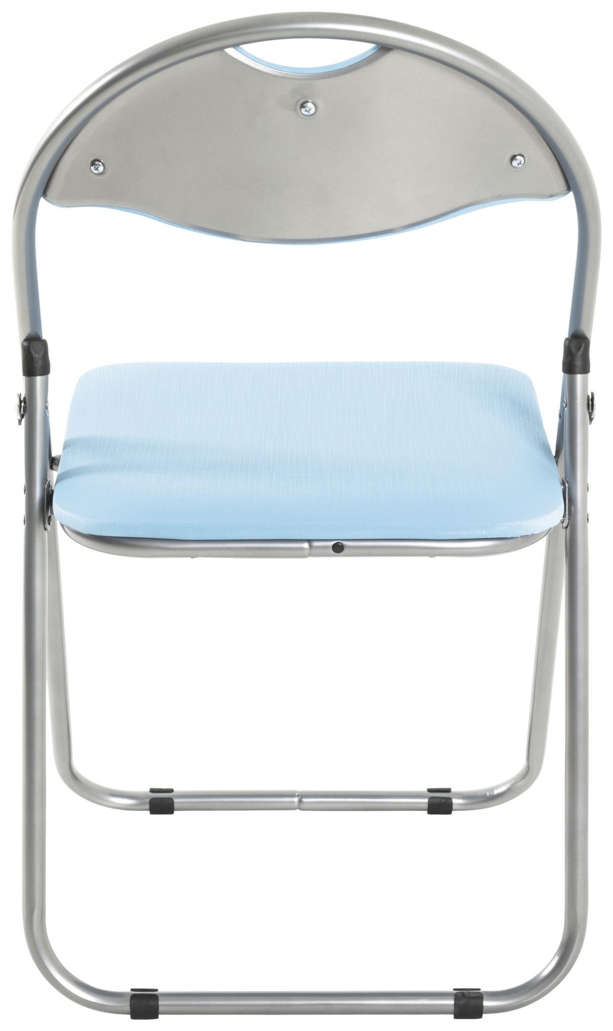 Klappstuhl Shake Stahl, Lederlook - Blau, MODERN, Kunststoff/Metall (44/80/47cm)