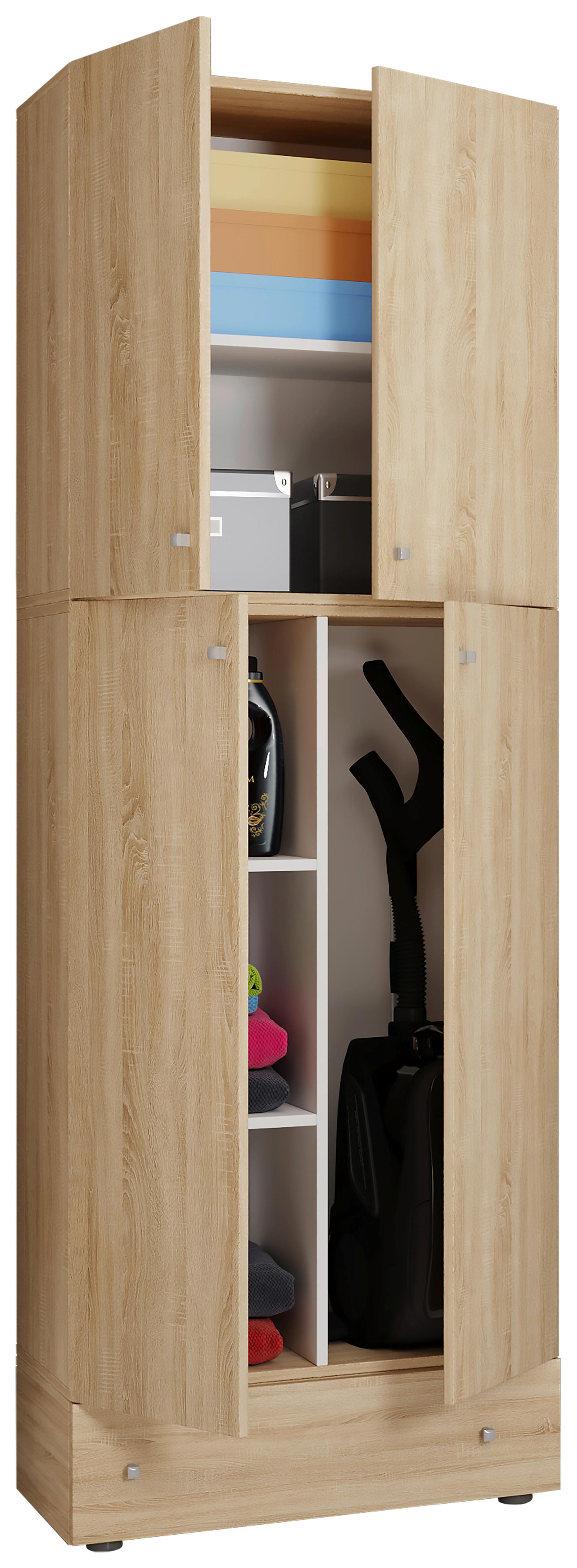 Mehrzweckschrank Lona XXL Eiche Dekor BxH: 70x200 cm - Schwarz/Sonoma Eiche, MODERN, Holzwerkstoff (70/200/39cm) - MID.YOU
