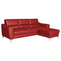 Ecksofa Santos Rot S: 241 cm - Chromfarben/Rot, Design, Leder/Textil (241/168cm) - Livetastic