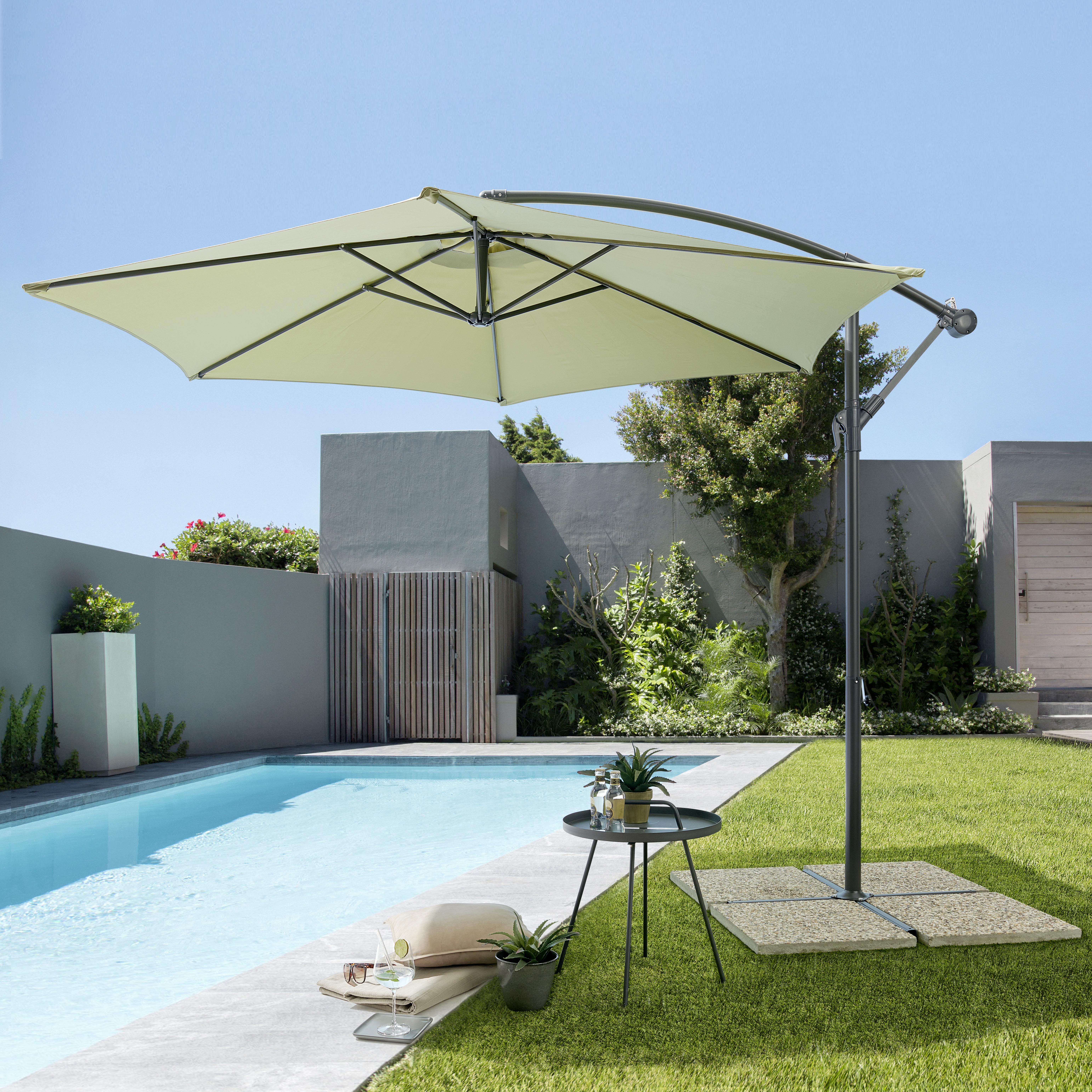 Závěsný Slunečník Gap, 295/245cm, Olivově Zelená - zelená/antracitová, Moderní, kov/textil (295/245cm) - Modern Living