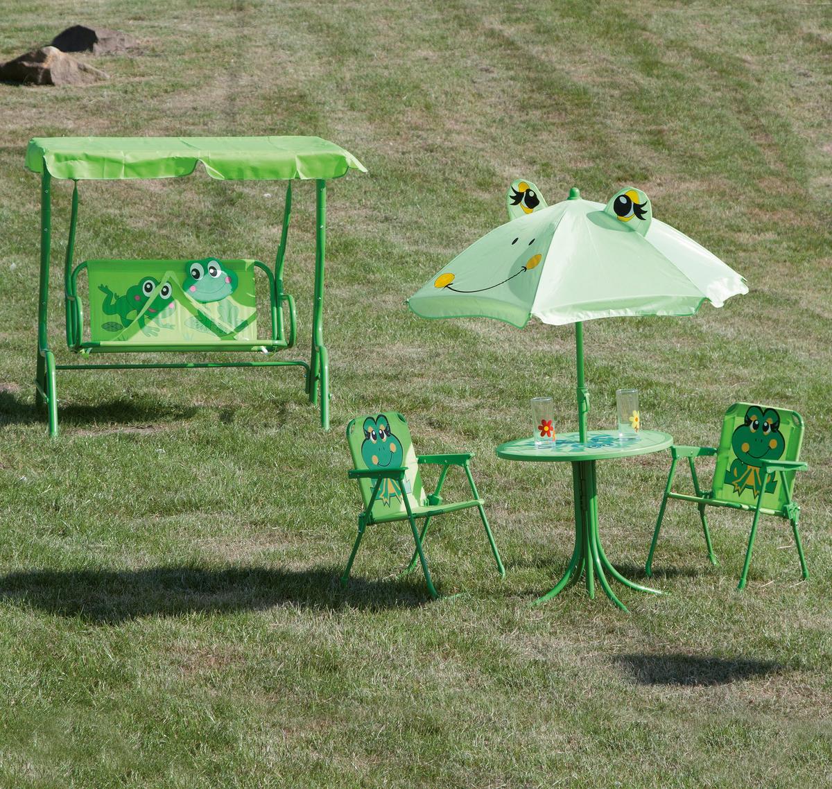 Kinder-hollywoodschaukel Stahl, Grün - Grün, MODERN, Textil/Metall (115/118/75cm) - Siena Garden