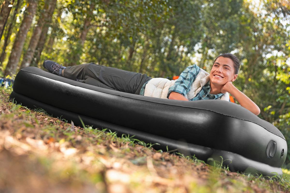 Luftbett Noah 191x97x36 cm Bis 150kg, inkl. Pumpe - Dunkelgrau/Schwarz, KONVENTIONELL, Kunststoff/Metall (191/97/36cm) - Bestway