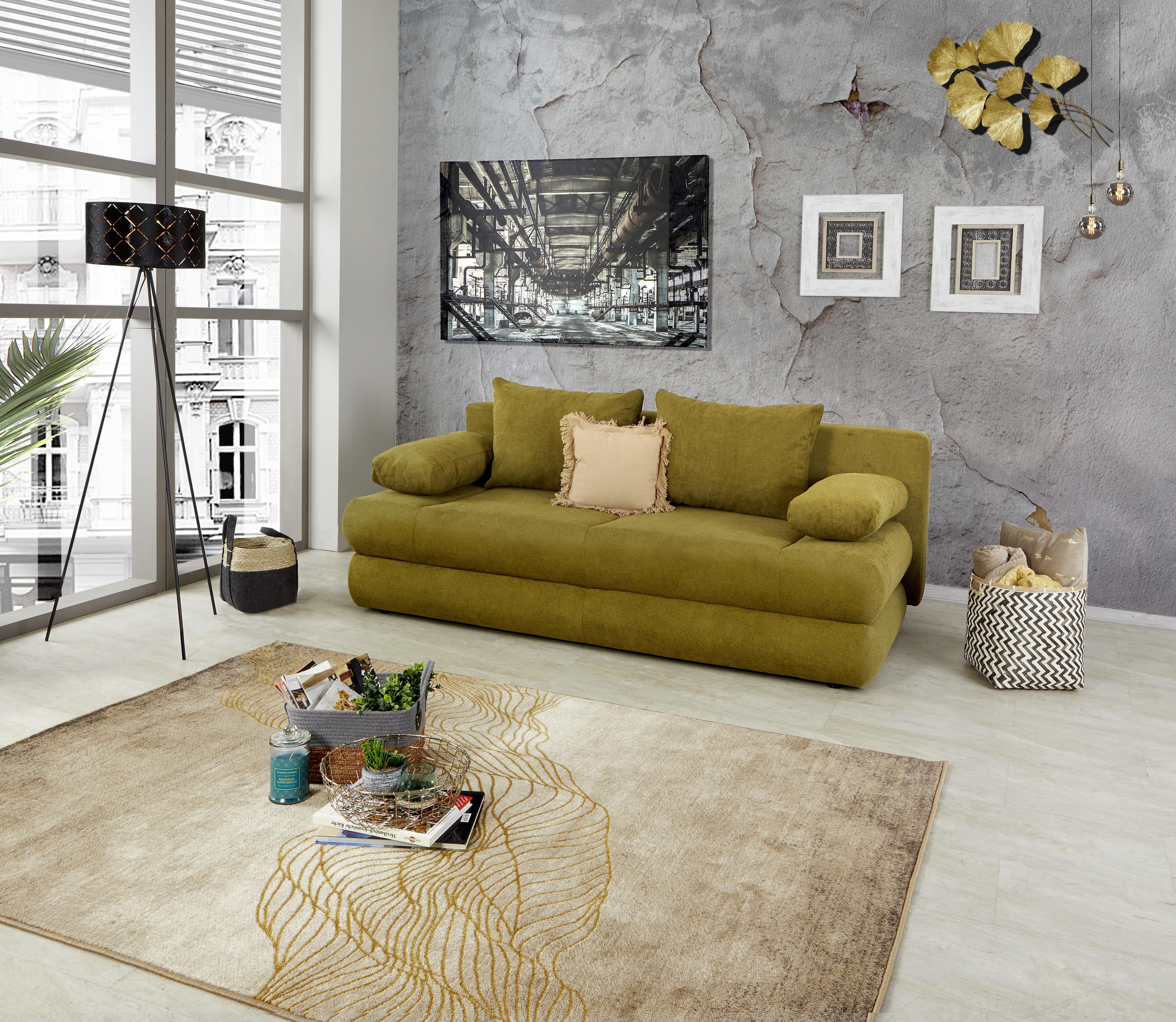 2-Sitzer-Sofa mit Schlaffunkt. und Bettkasten Clipso Olivgrün - Olivgrün, Basics, Textil (212/93/90cm) - Ondega