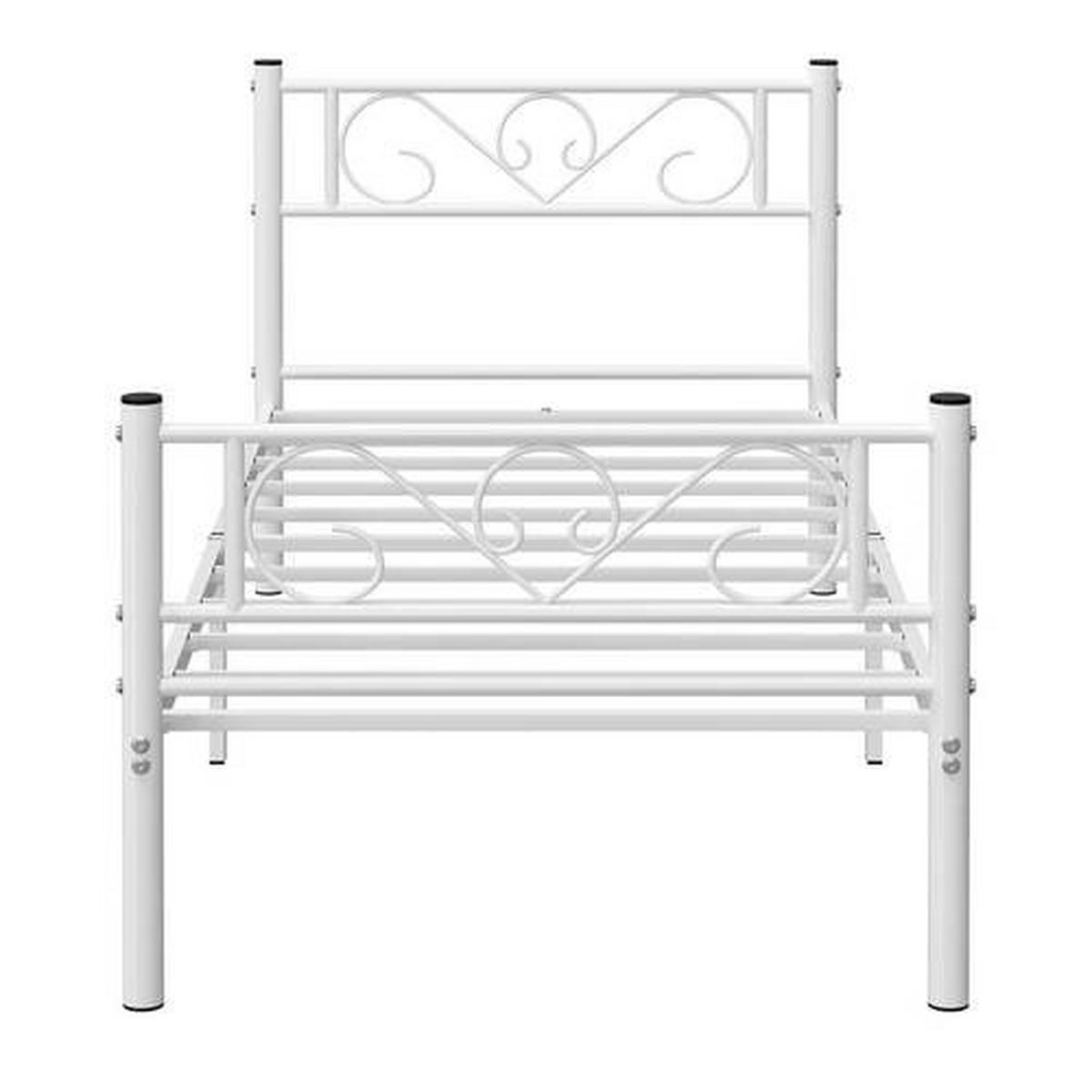 Kovová posteľ 90x190 cm, biela - biela, Romantik / Landhaus, kov (90/190cm) - Boxxx