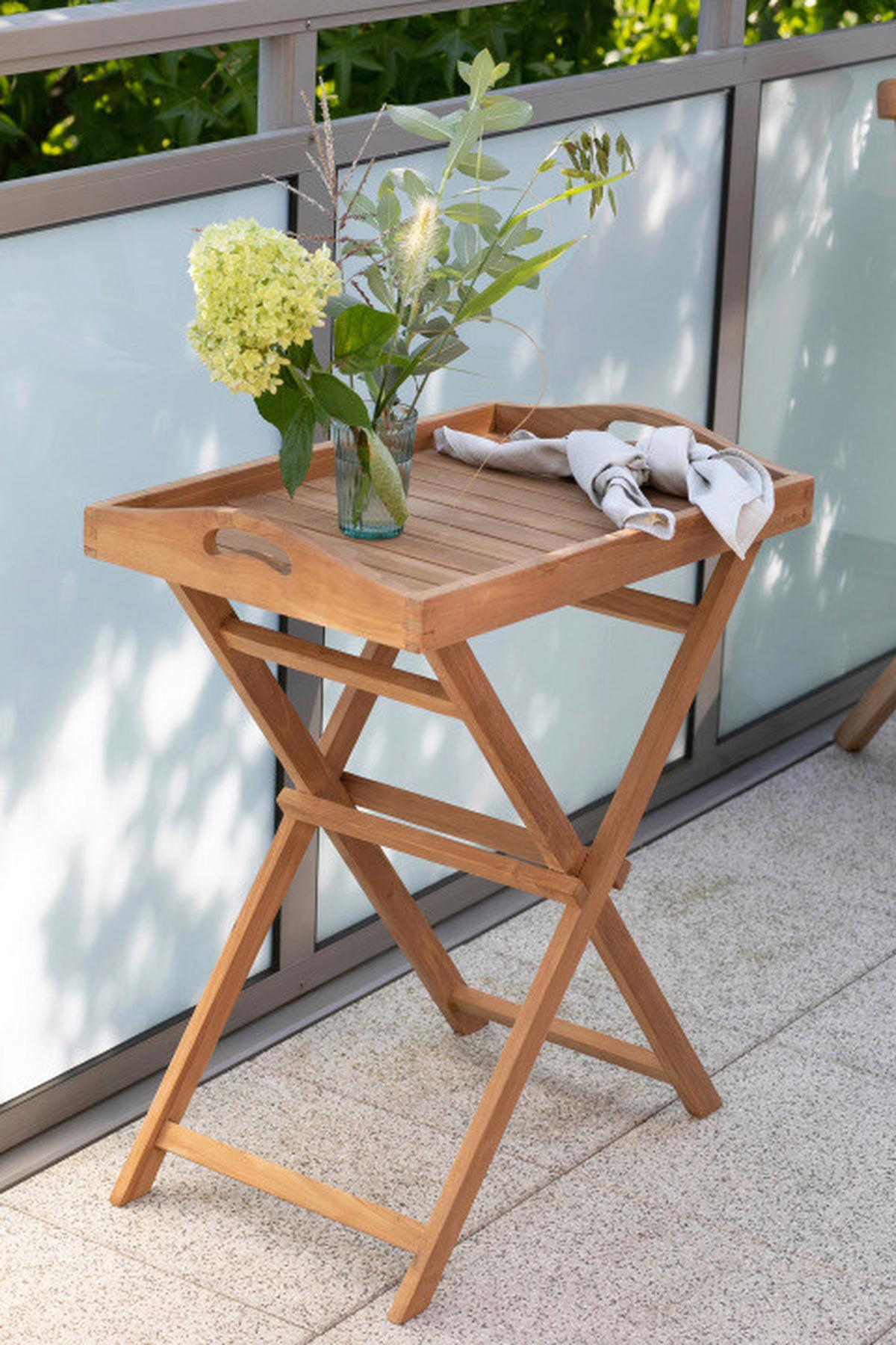 Gartentisch Klappbar Woodie Echtholz B: 40 cm - Teakfarben, Basics, Holz (40/75/60cm) - Gardenson
