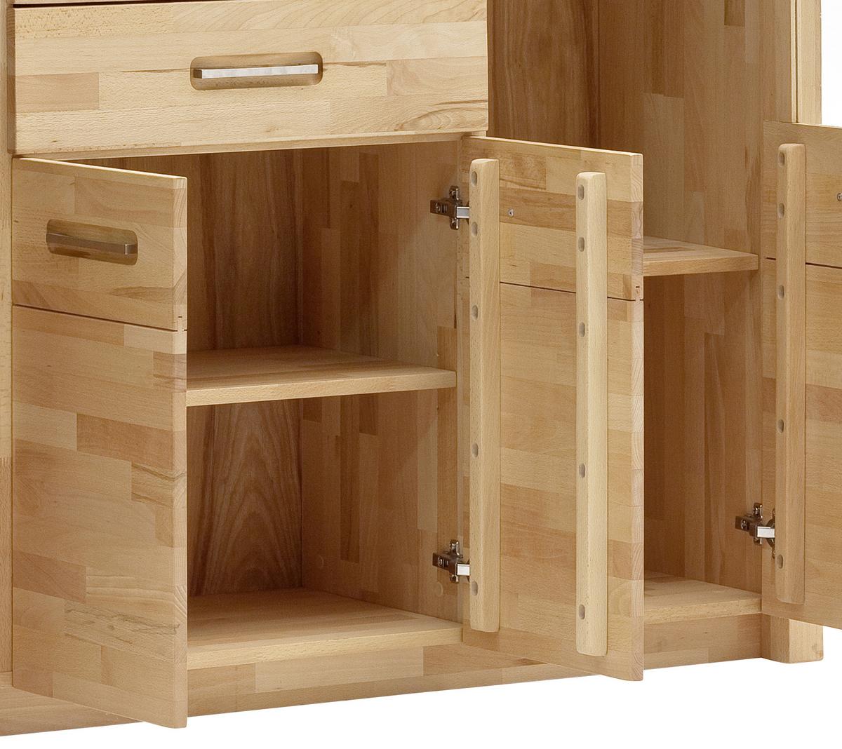 Highboard Fenja Buchefarben, B: 163 cm - Buchefarben, Design, Glas/Holz (163/122/40cm) - MID.YOU