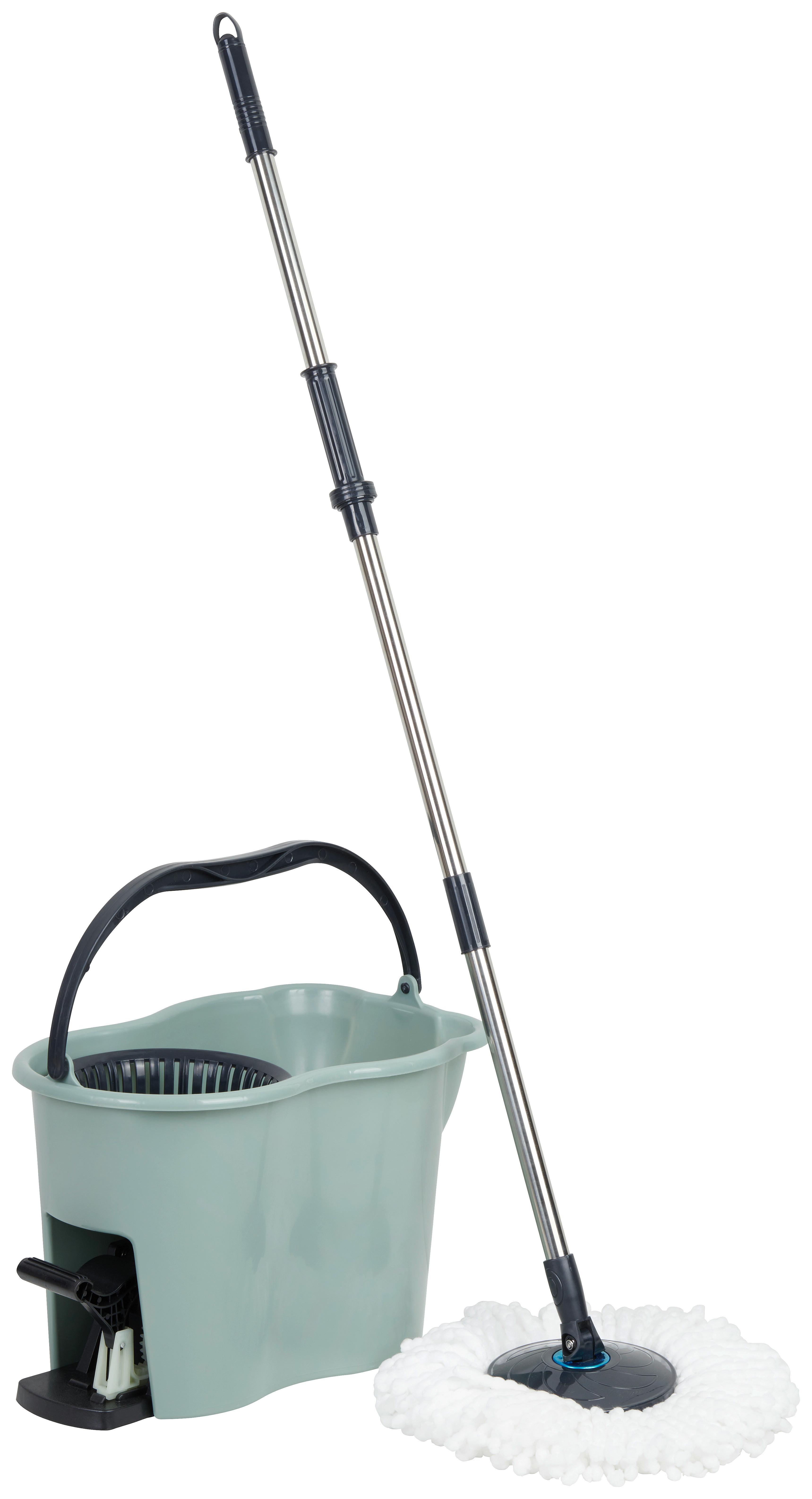 ČISTIACA SADA SPINNING MOP - čierna/biela, kov/textil (44/30/31cm) - Modern Living