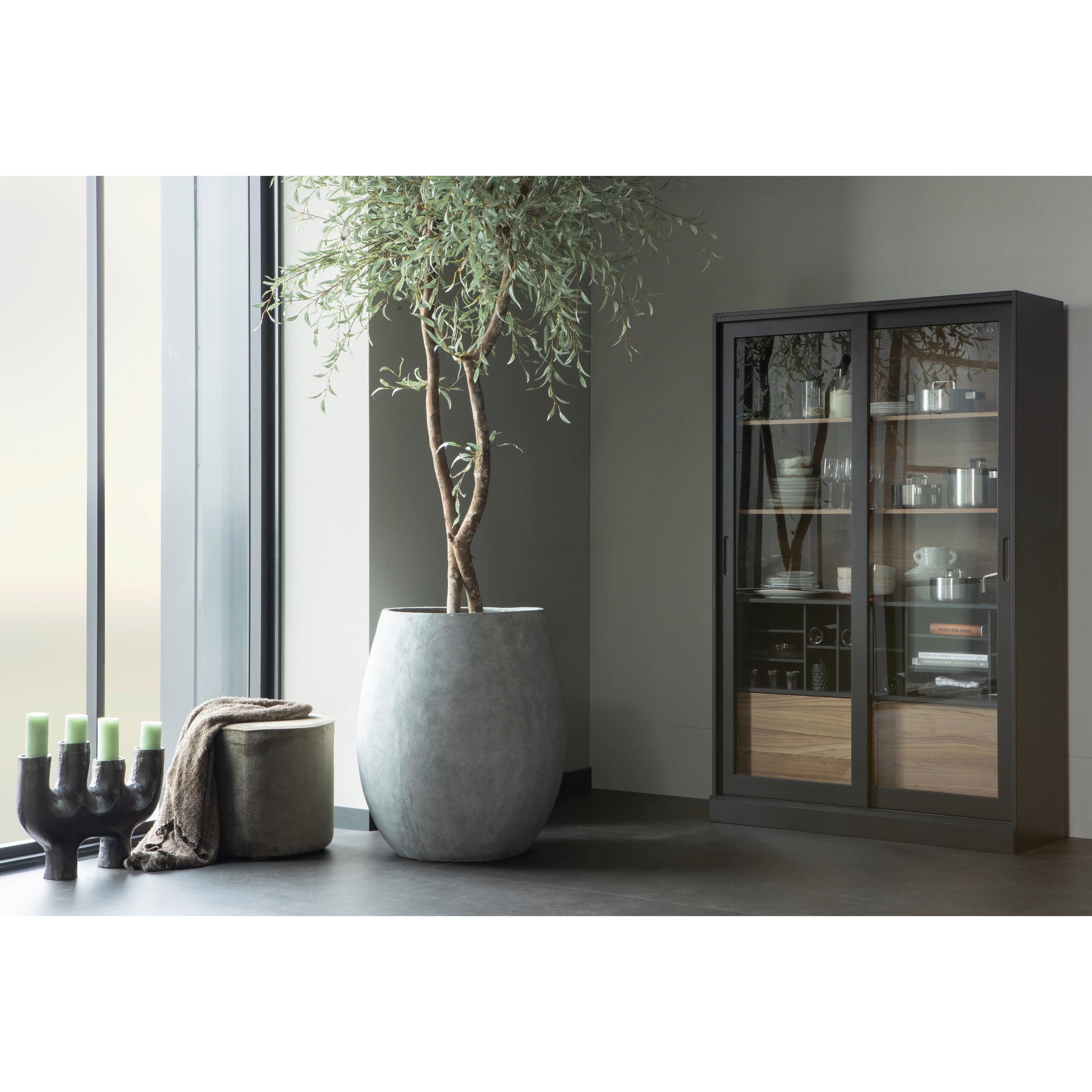 Vitrine James Schwarz/walnussfarben B: 125cm - Nussbaumfarben/Walnussfarben, Design, Glas/Holz (125/200/57cm) - Livetastic