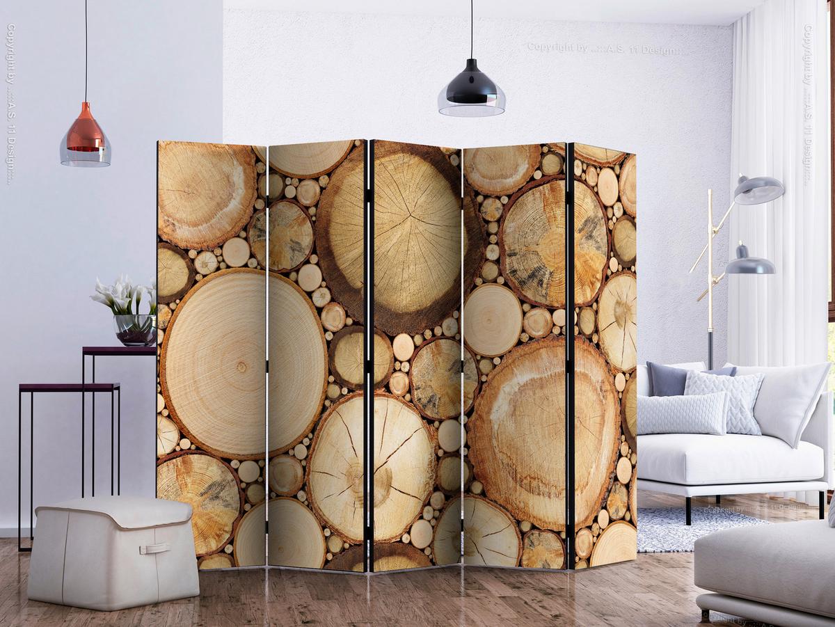 Paravent Braun Beige B: 225 Cm - Beige/Braun, Basics, Holz/Textil (225/172/3cm) - artgeist