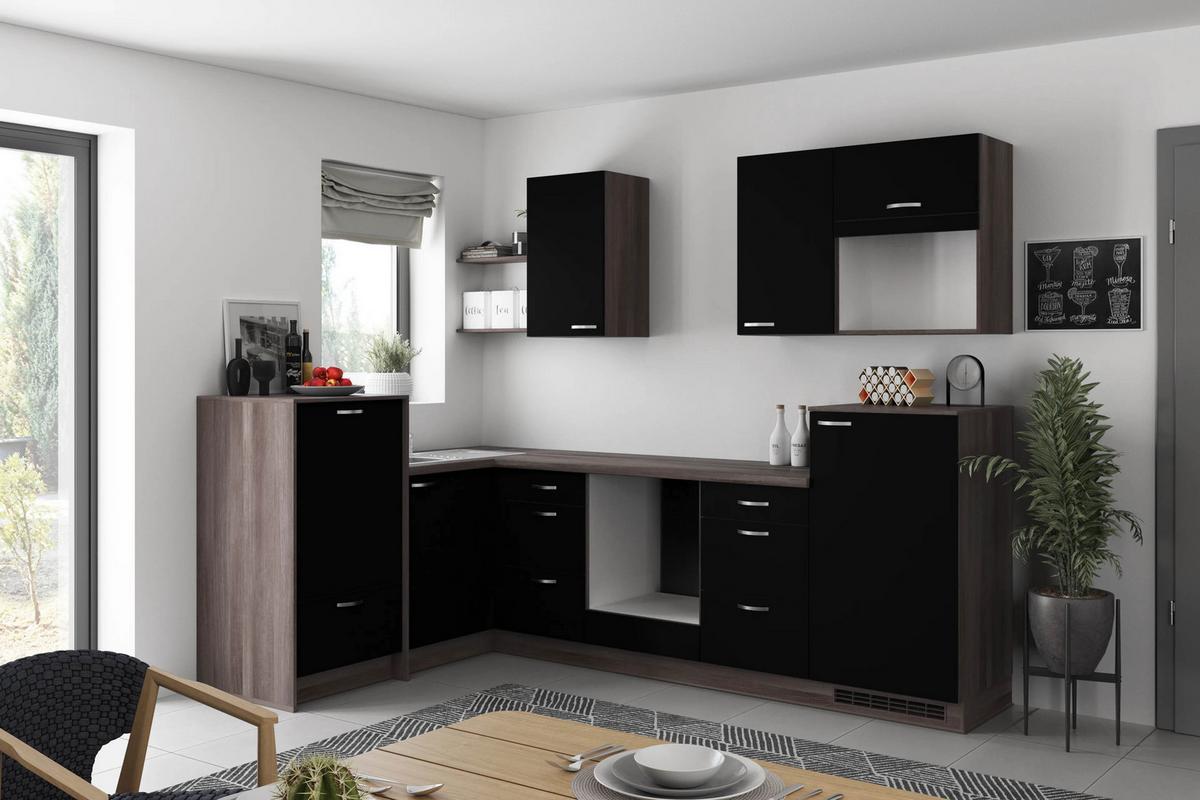 Eckküche Clean - Eiche grau/Schwarz, MODERN, Holzwerkstoff (178/280cm) - Express