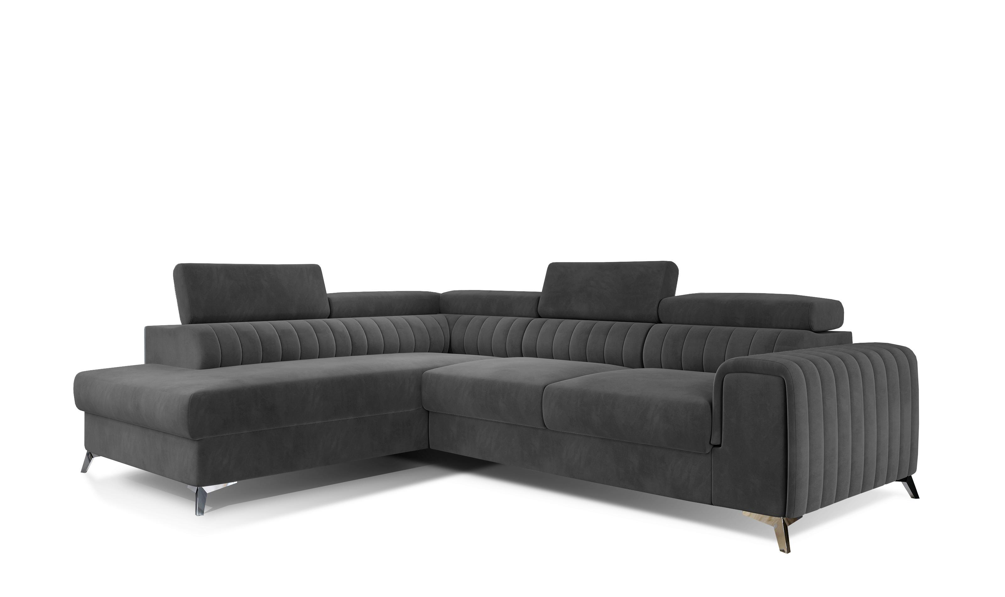 Ecksofa Laurence Anthrazit S:205x278cm - Anthrazit/Silberfarben, Design, Textil (205/278cm) - MID.YOU