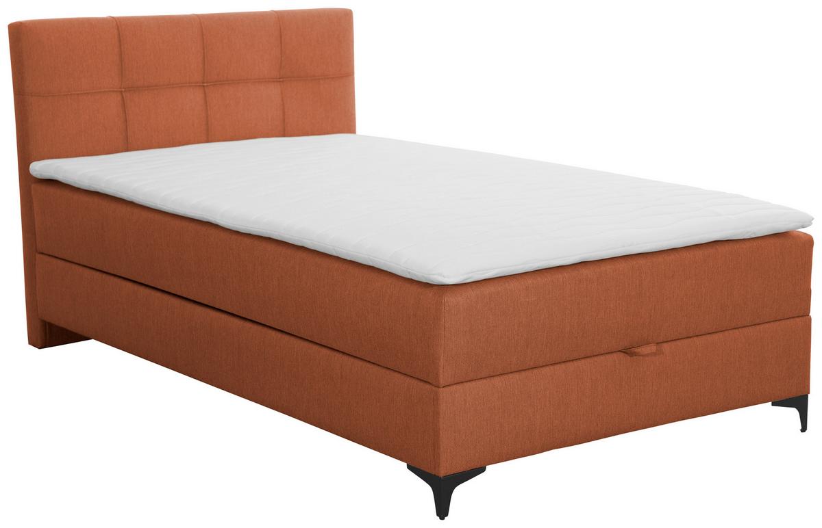 Čalouněná postel FREDDIE 100x200 cm, rezavá - černá/rezavá, Konvenční, kov/textil (100/200cm)