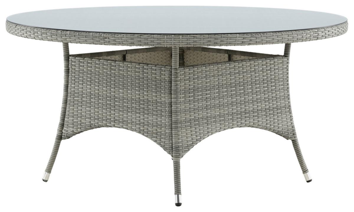 Gartentisch Volta - Grau, KONVENTIONELL, Glas/Kunststoff (150/150/74cm) - Gardenson