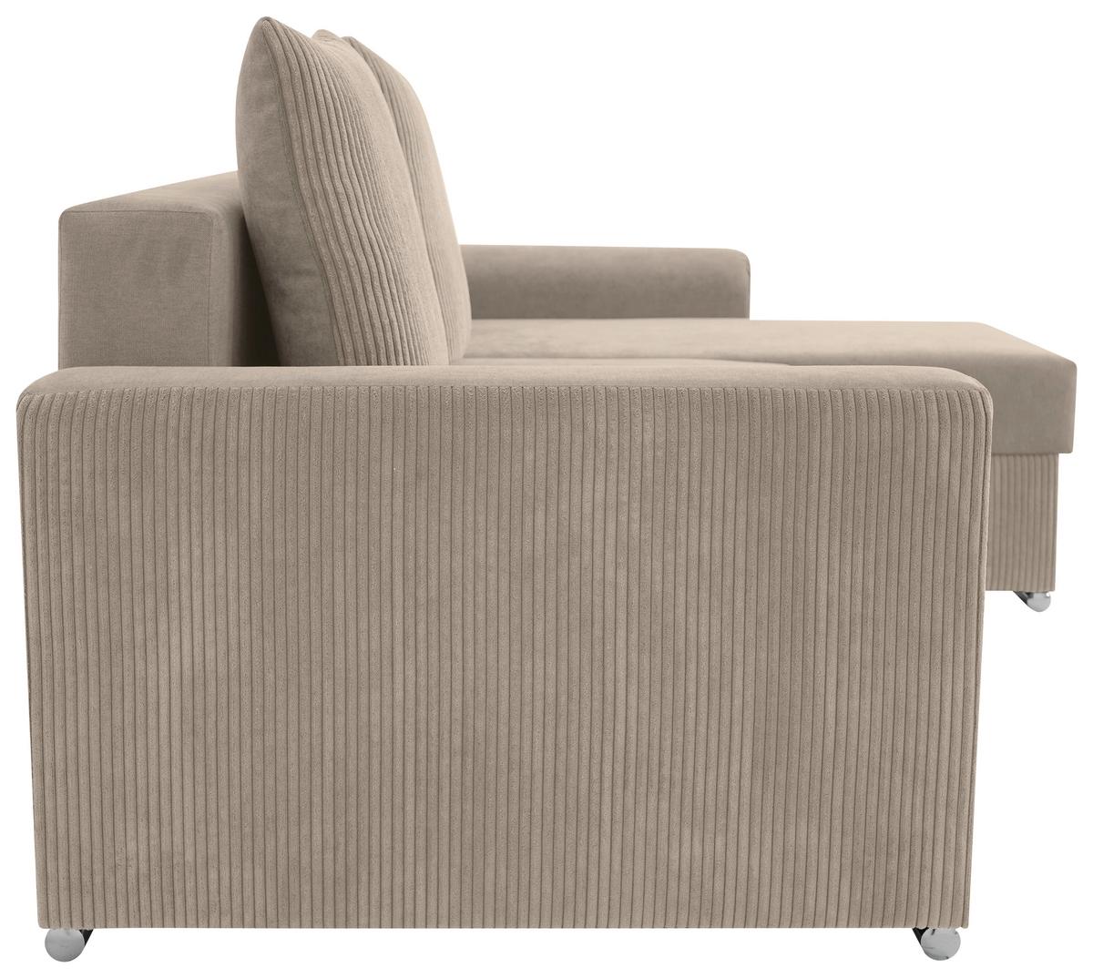 Ecksofa Diever Taupe S: 239x141 cm - Taupe/Chromfarben, Design, Textil (239/141cm) - Livetastic