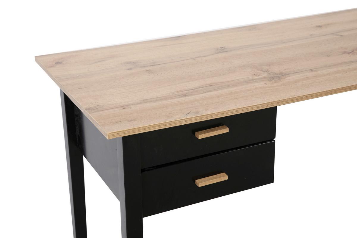 Schreibtisch Naturfarben, Schwarz L: 140cm - Schwarz/Naturfarben, Design, Holz/Holzwerkstoff (140/60/75cm) - Livetastic