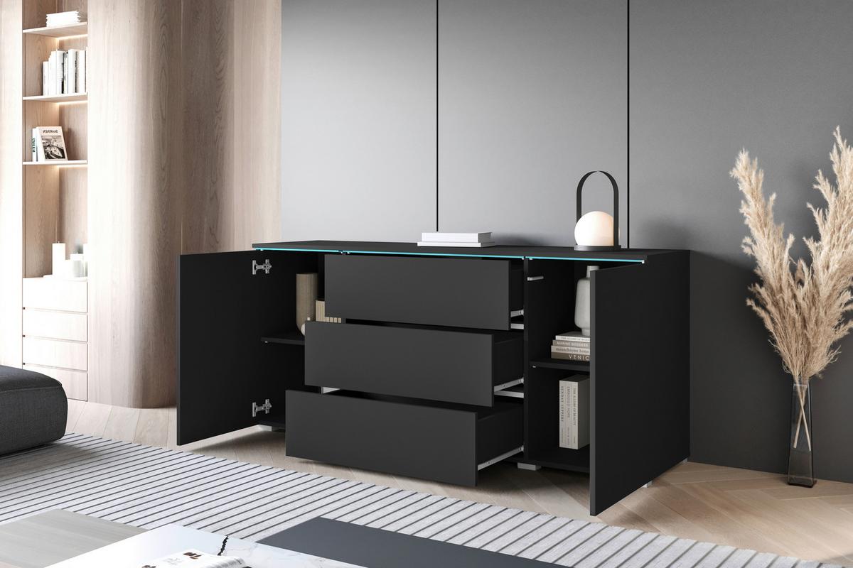 Sideboard Vera 150 Graphit - Schwarz/Graphitfarben, Basics, Holzwerkstoff (150/67,9/39,5cm) - P & B