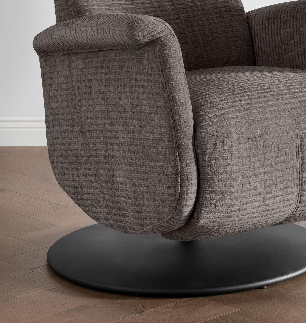 Relaxsessel Latina Graubraun 360 Grad Drehbar, B: 72 Cm - Graubraun/Schwarz, MODERN, Textil (72/118/85-165cm) - Livetastic